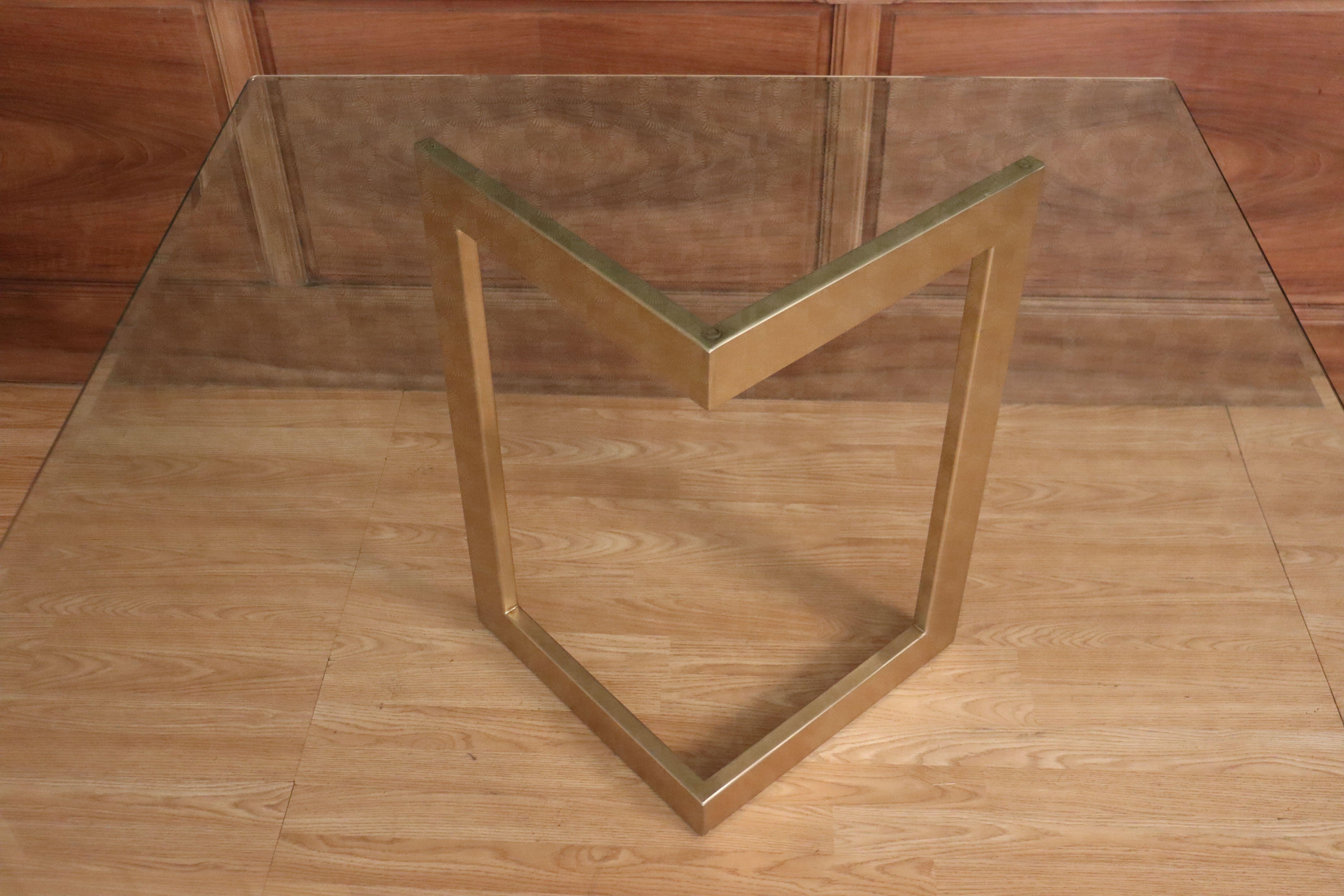 Glass Designer Table With Golden Base For Sale