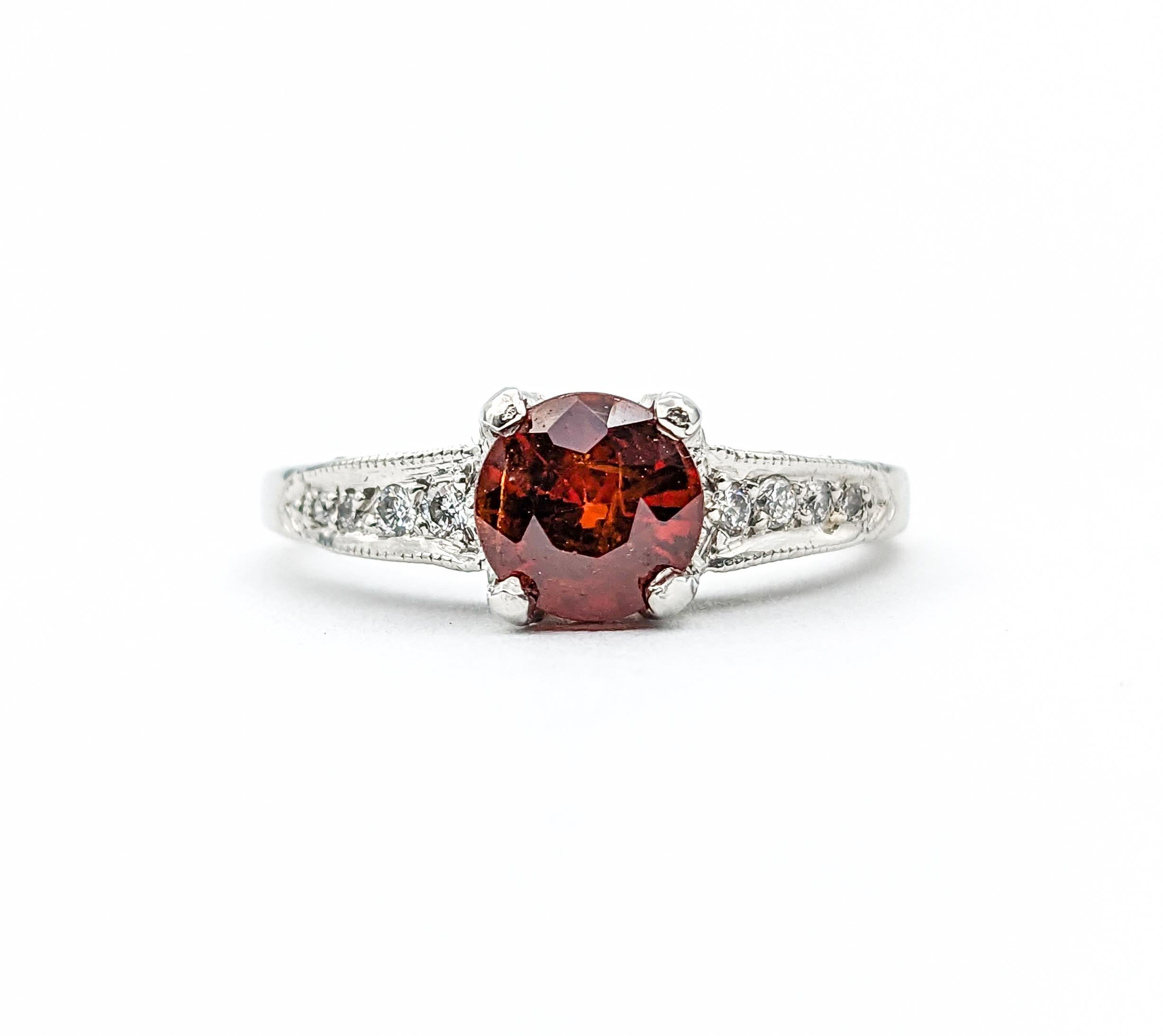 Modern Designer Tacori 1.16ct Garnet & Diamond Ring In Platinum For Sale