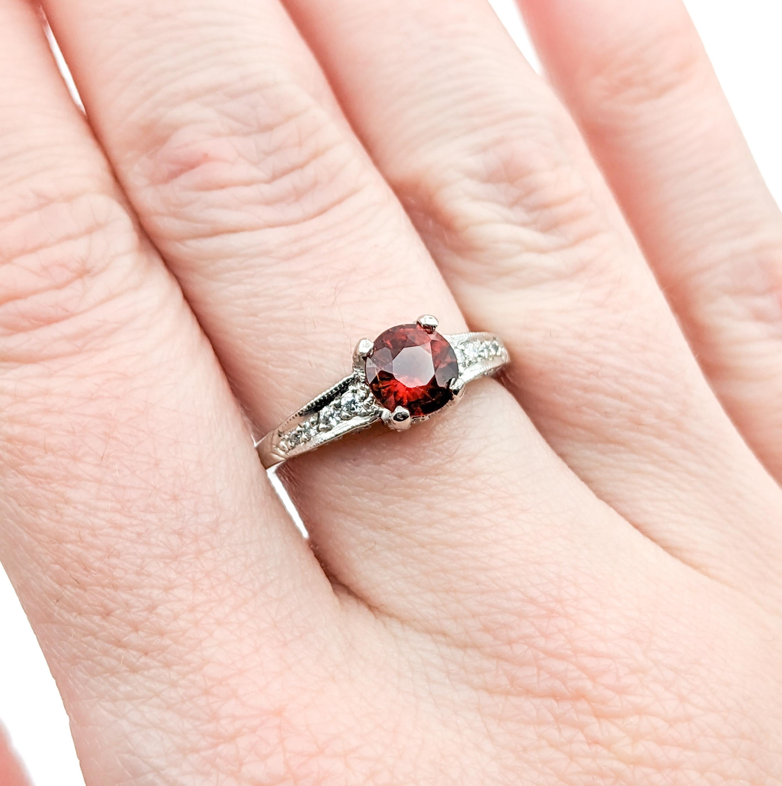 Women's Designer Tacori 1.16ct Garnet & Diamond Ring In Platinum For Sale
