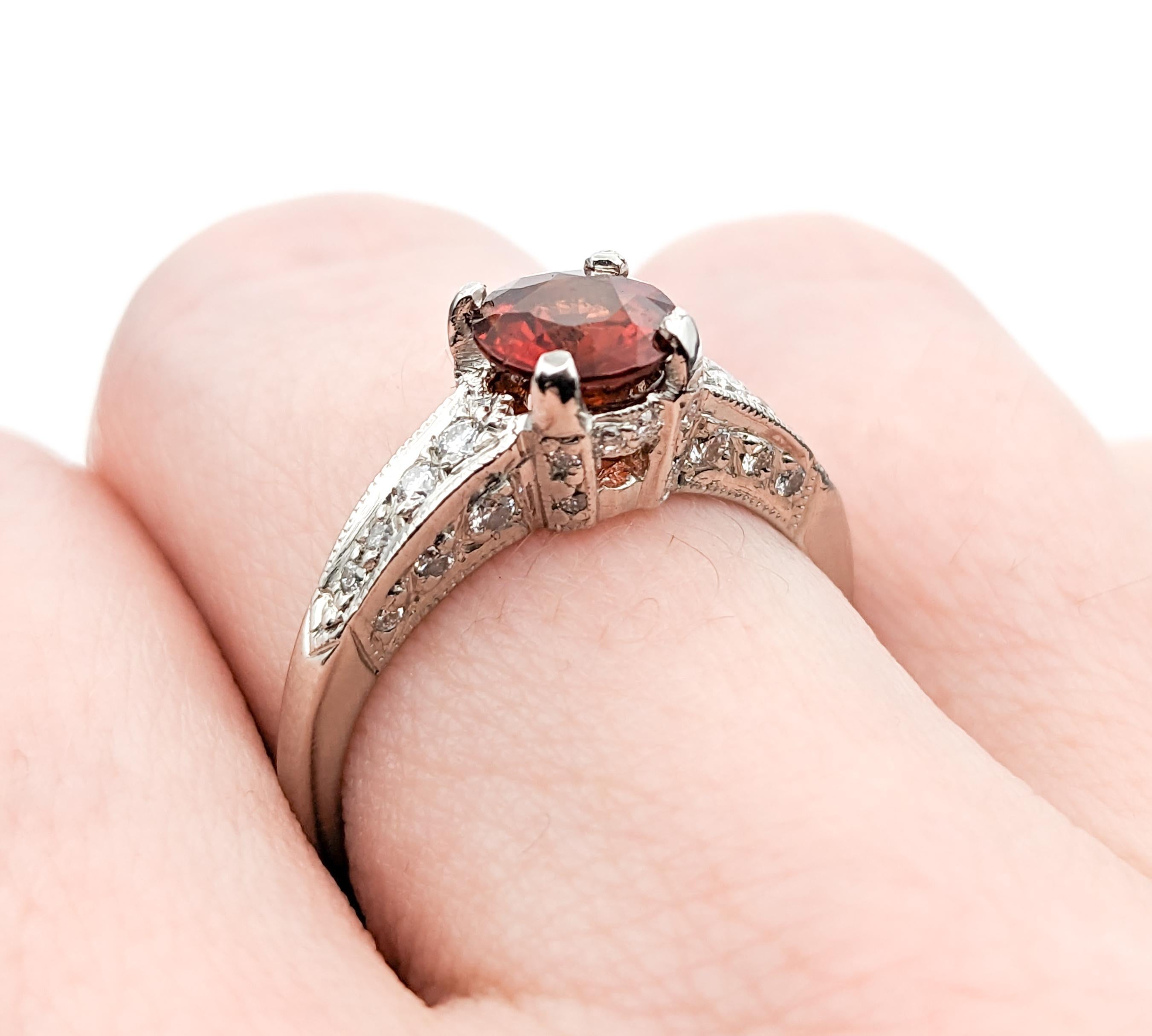Designer Tacori 1.16ct Garnet & Diamond Ring In Platinum For Sale 1