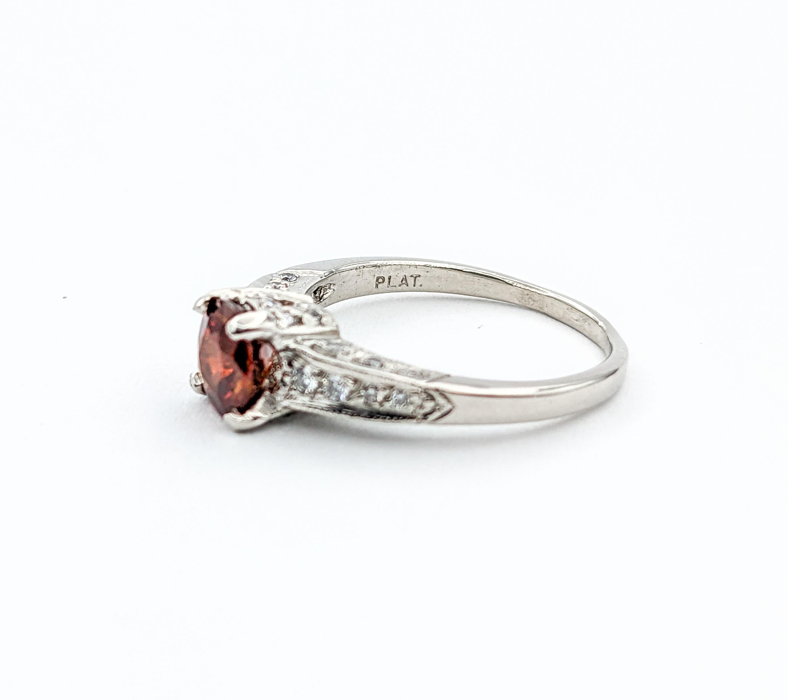 Designer Tacori 1.16ct Garnet & Diamond Ring In Platinum For Sale 2