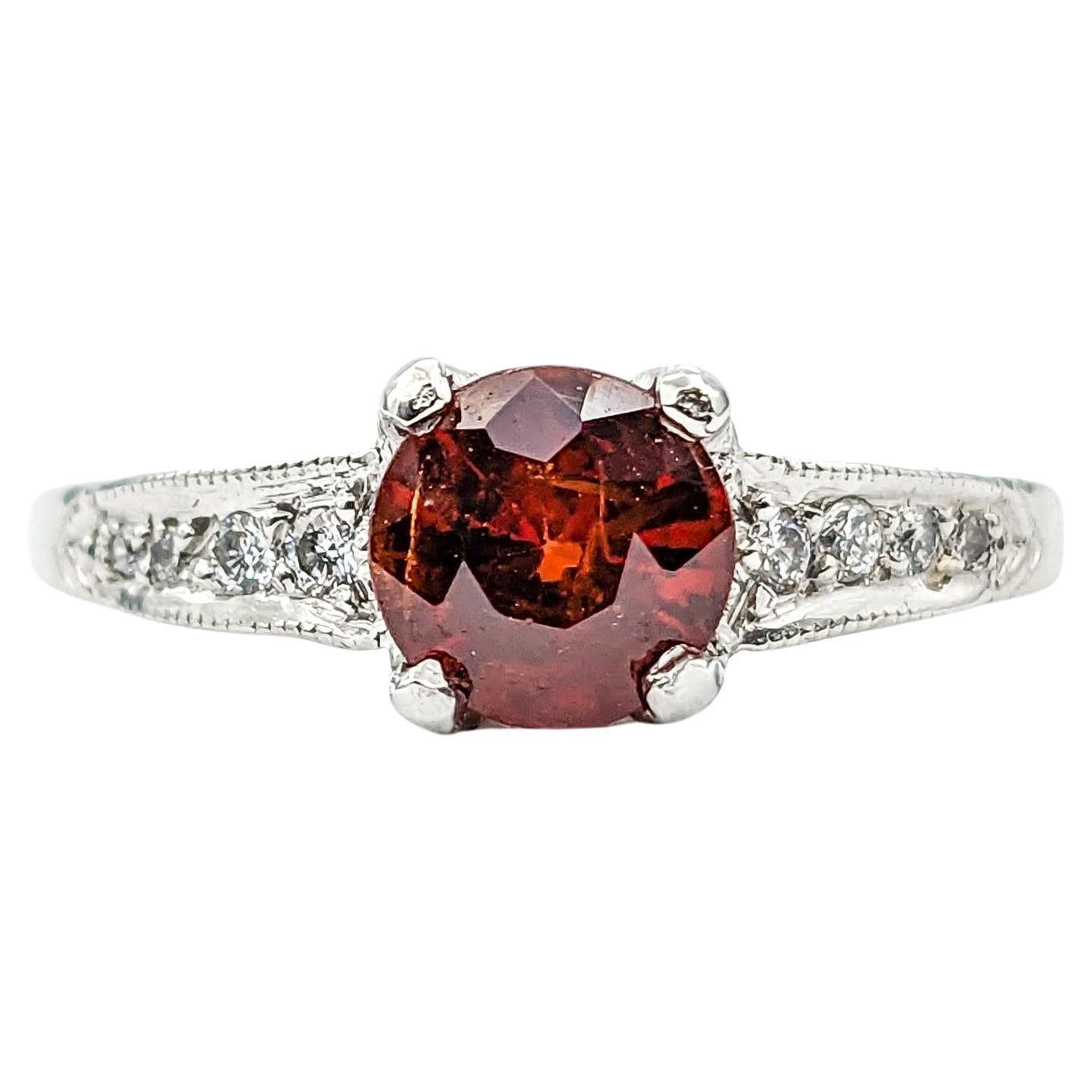 Designer Tacori 1.16ct Garnet & Diamond Ring In Platinum For Sale