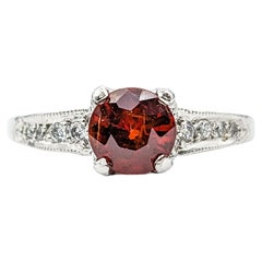 Vintage Designer Tacori 1.16ct Garnet & Diamond Ring In Platinum