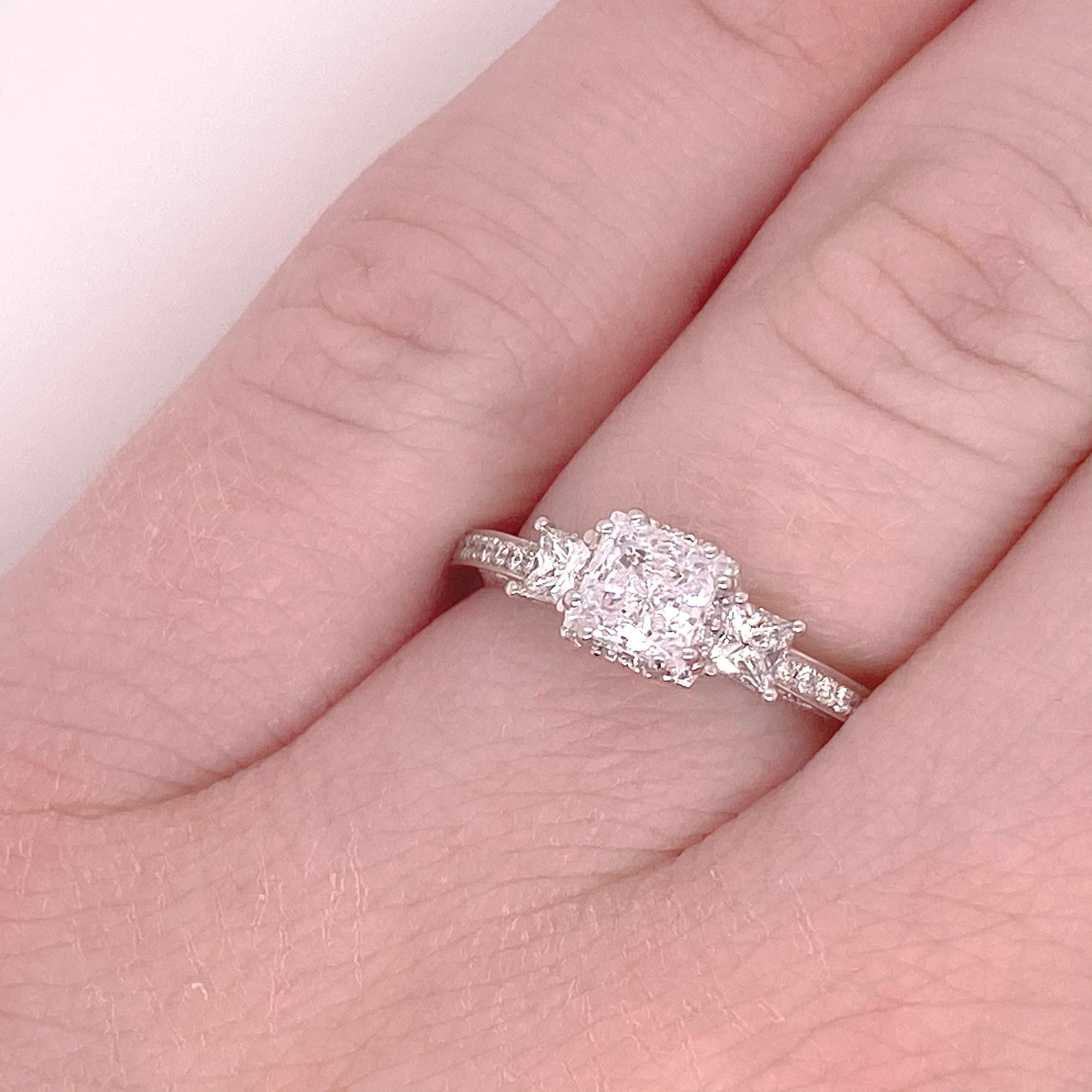 Tacori Princess Diamond Engagement Ring! This three stone diamond engagement ring is an original TACORI 18k WHITE GOLD RING. The Tacori engagement rings are designer creations that are unique, very special, and extremely gorgeous. This ring has a