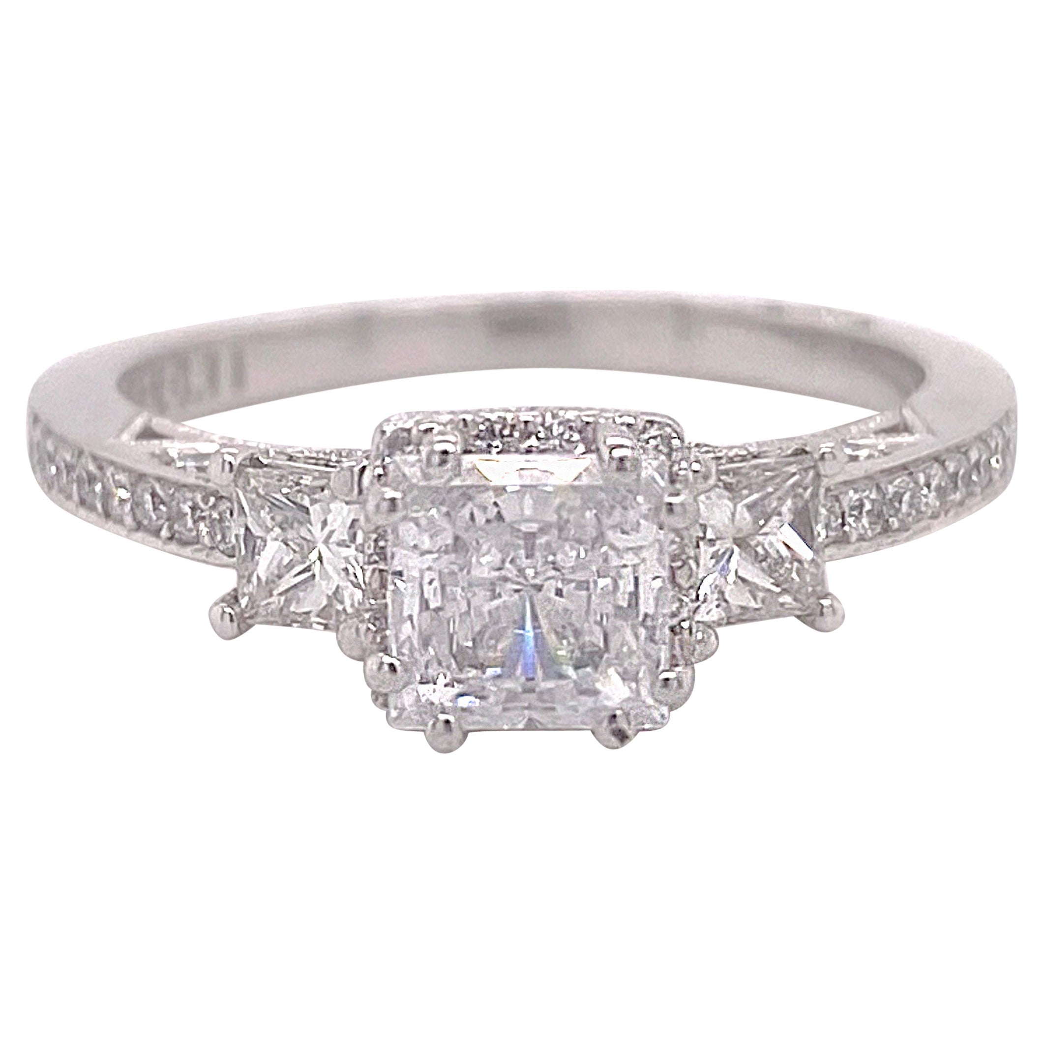 Anillo de compromiso Tacori de diseño, Creciente de diamantes Dantela, Oro blanco, 2663PR