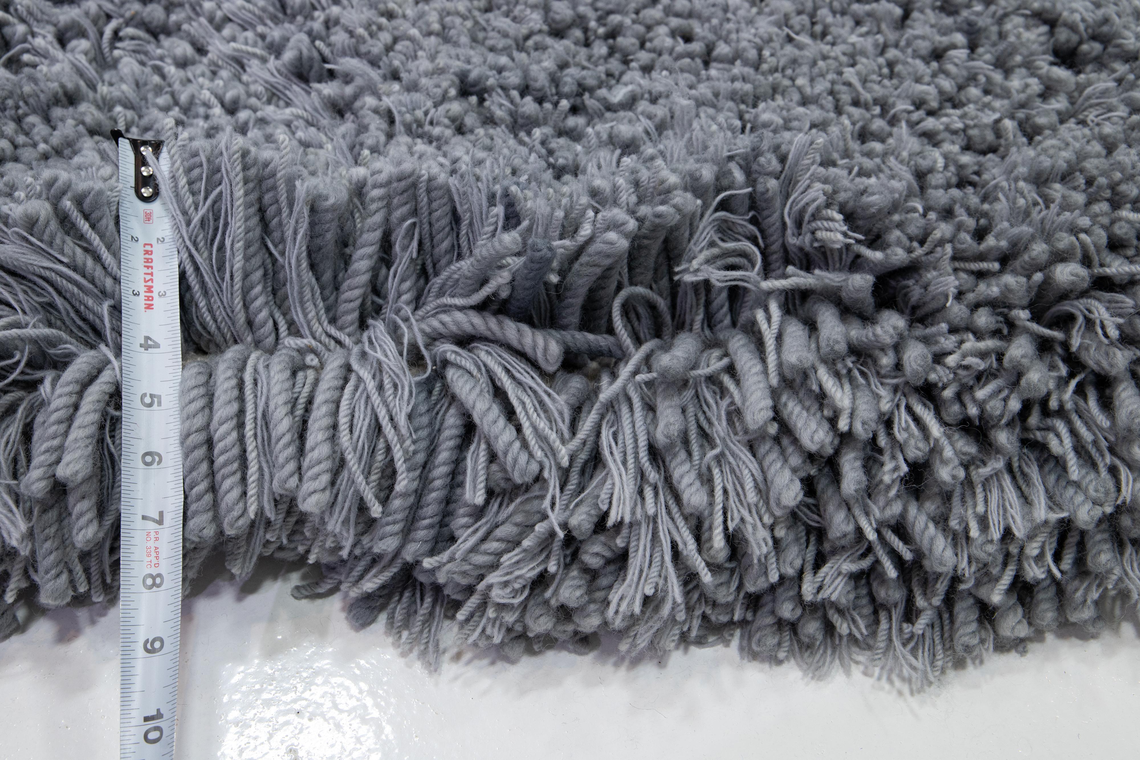 Designer Texture Modern Gray Wool Rug For Sale 3