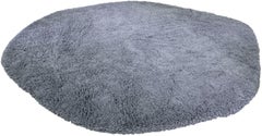 Alfombra ovalada moderna de lana gris tejida a mano, estilo orgánico, 58 cm x 58 cm