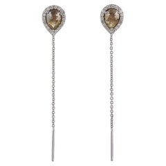 Designer Thread Earring with Ice Diamonds and Pave Diamonds in 18k Gold