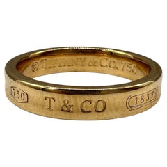 Designer Tiffany 1837 Band Ring 18kt Yellow Gold Size 6.5