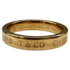 Designer Tiffany 1837 Band Ring 18kt Yellow Gold Size 6.5