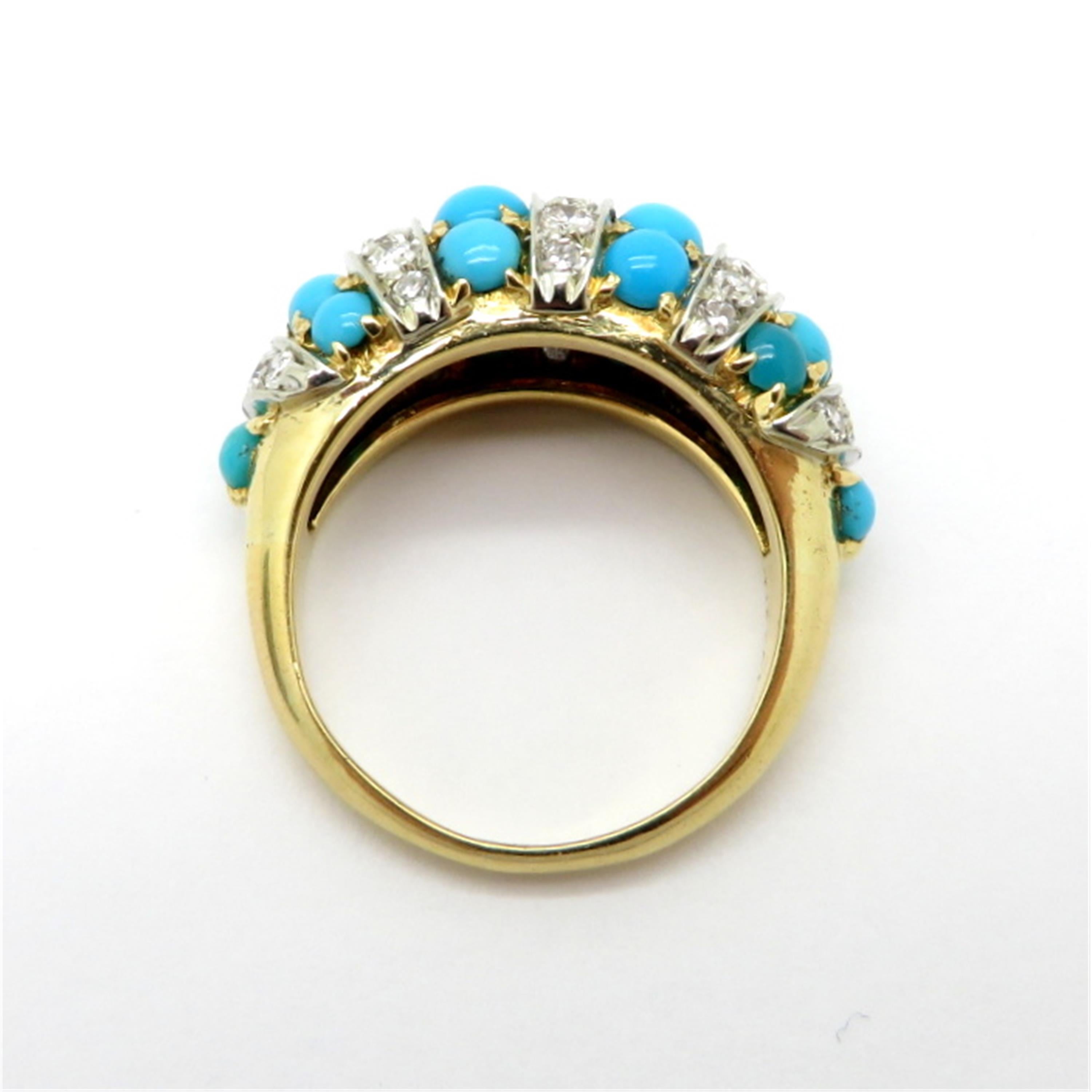 Designer Tiffany & Co. Persian Turquoise 18 Karat Yellow Gold Diamond Ring In Excellent Condition In Scottsdale, AZ