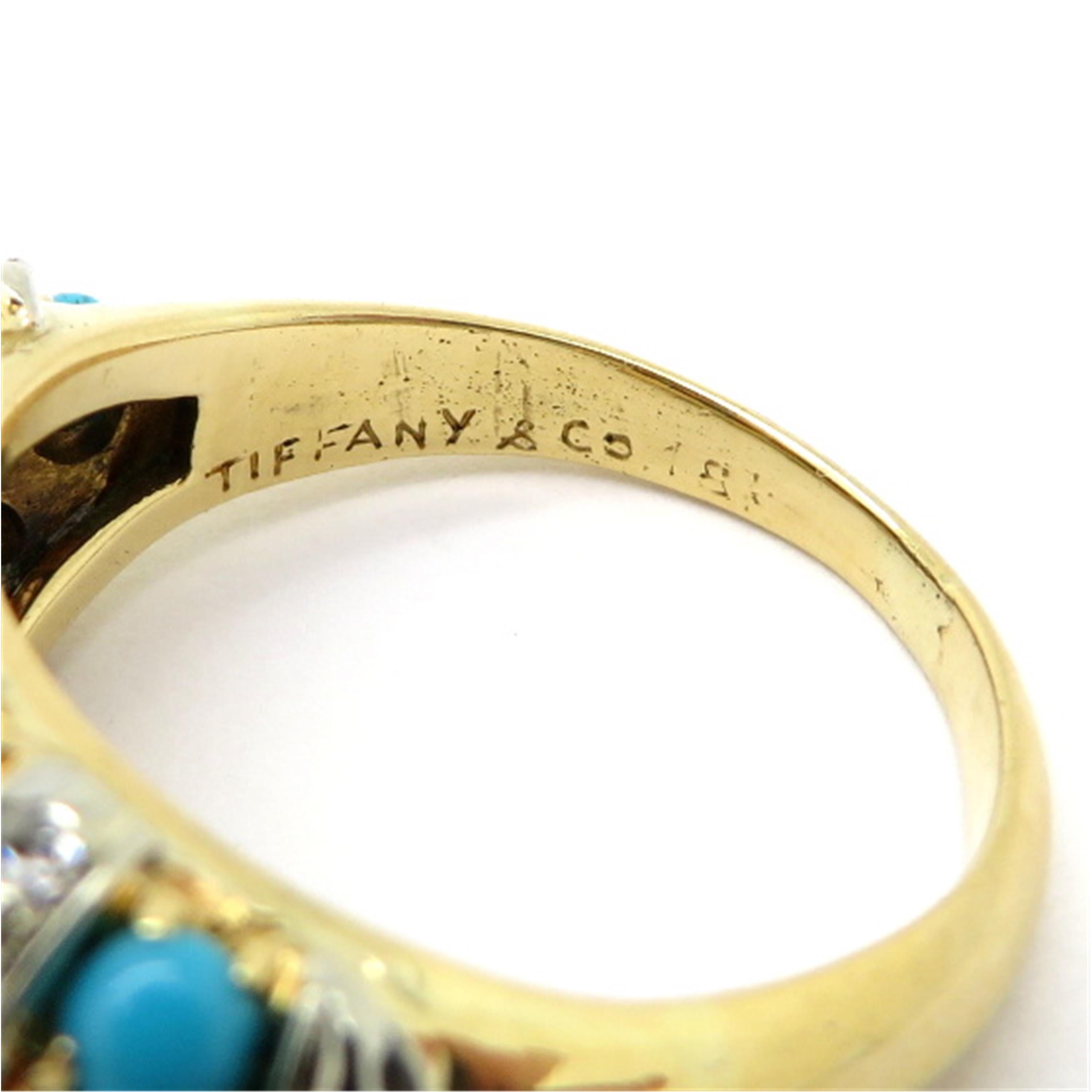 Women's Designer Tiffany & Co. Persian Turquoise 18 Karat Yellow Gold Diamond Ring