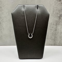 Designer Tiffany Diamond Mini Horseshoe Necklace 18kt White Gold 0.08ctw