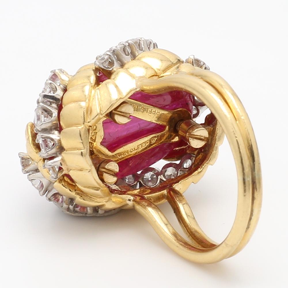 Cabochon Van Cleef and Arpels, No-Heat, Burma Ruby Ring - AGL Certified