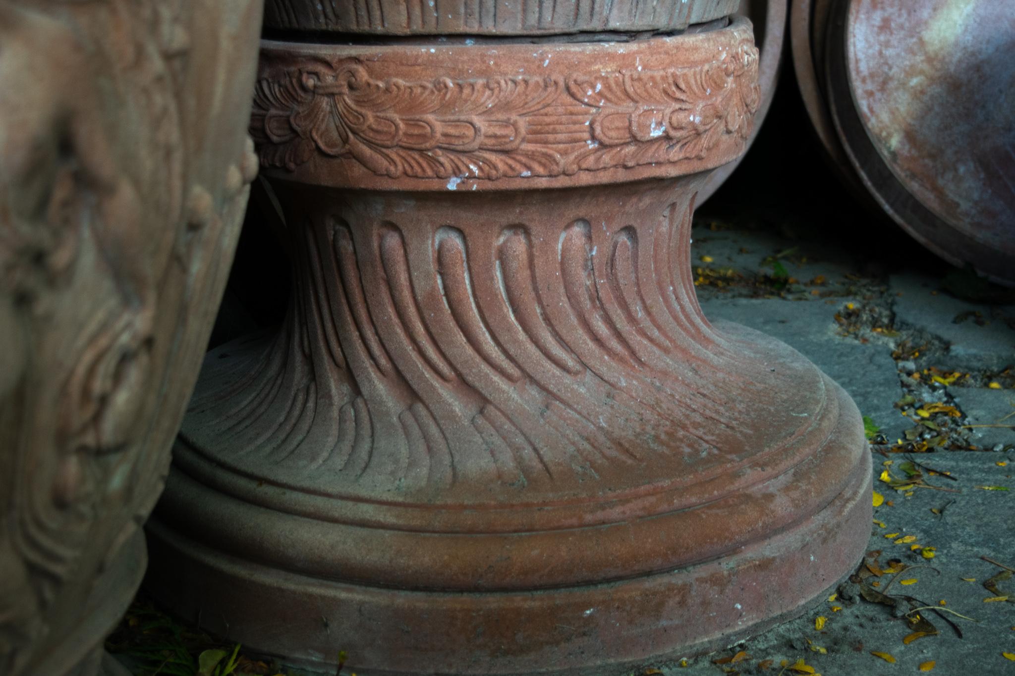 Italian Designer Vase with Pedestal Terracotta Impruneta