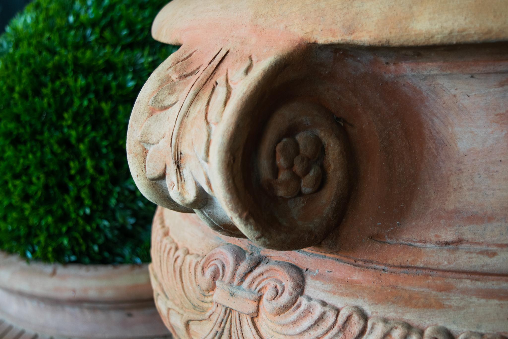 Designer Vase with Pedestal Terracotta Impruneta In Good Condition In Bloomfield Hills, MI
