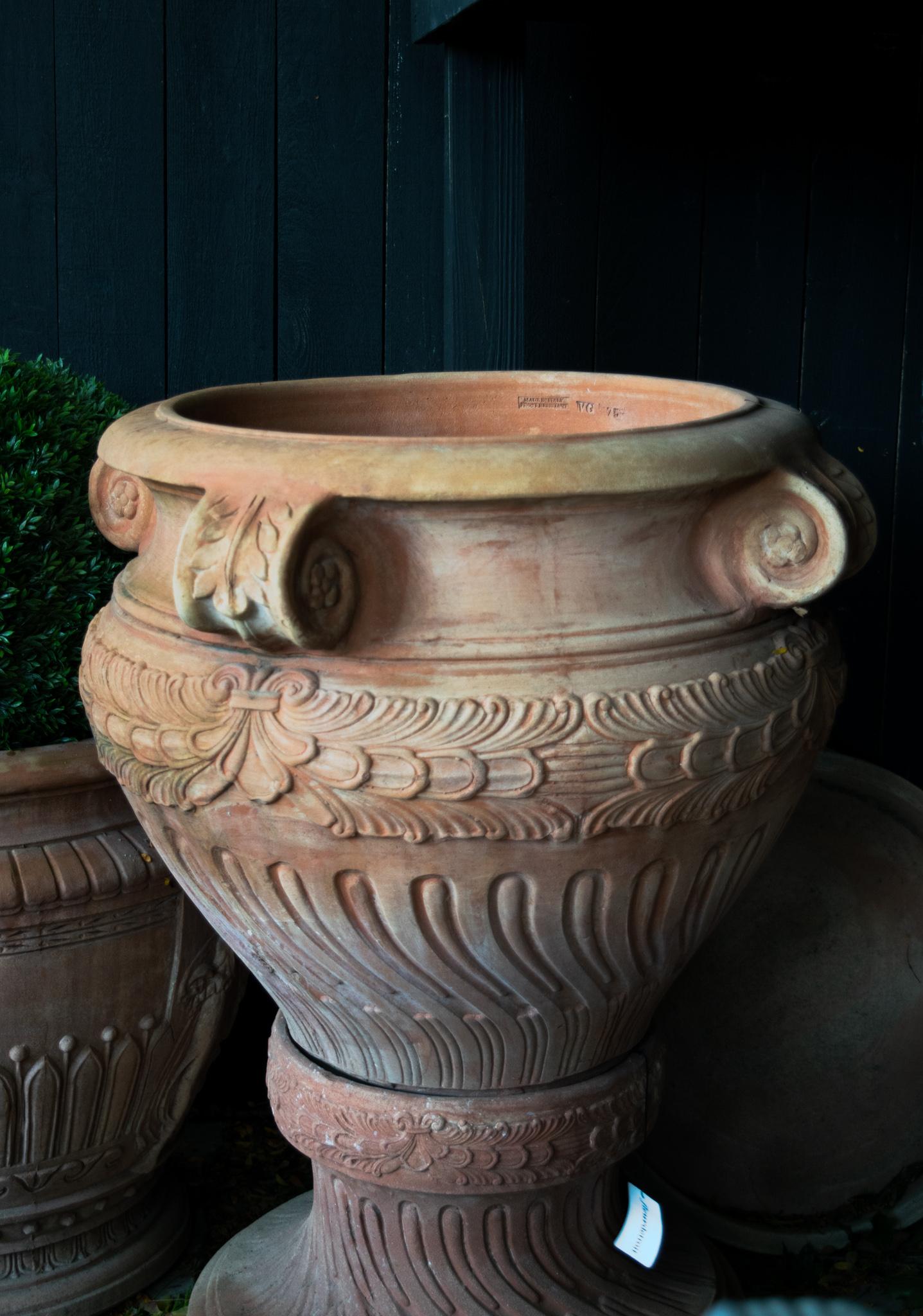 Designer Vase with Pedestal Terracotta Impruneta 1