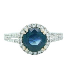 Design/One 1,73 ct Saphir et diamant Bague Halo 14766