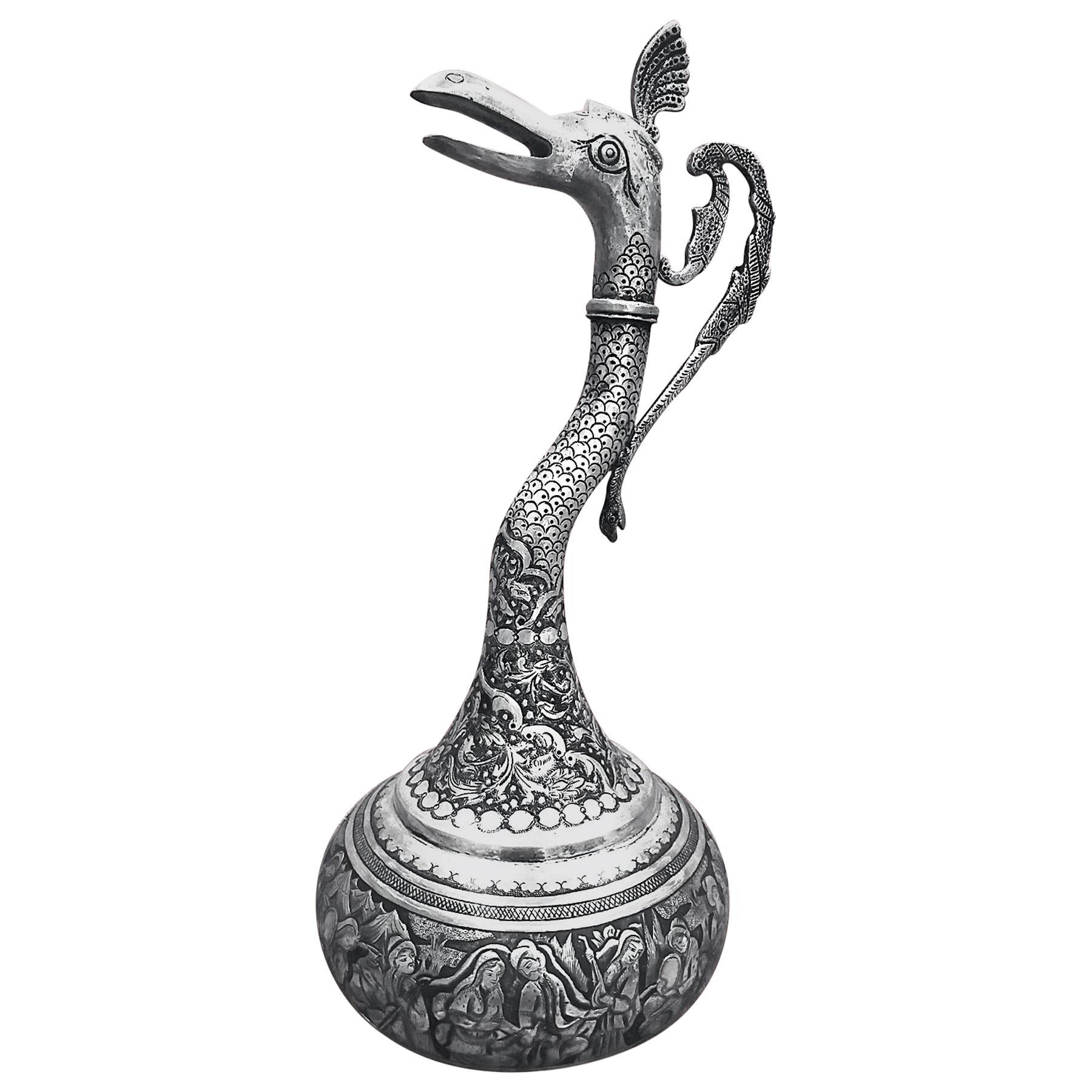 Designer Vertan Wine Jar in Form of Swan Vintage from Persia For Sale