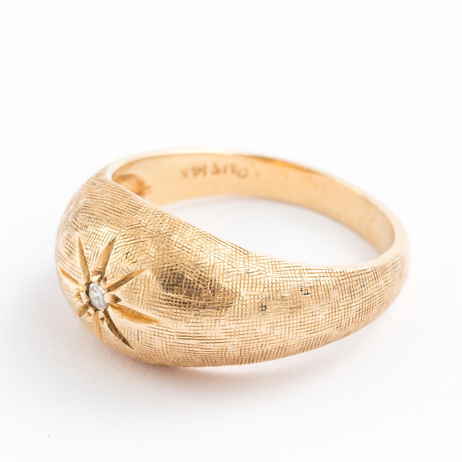 Modern Designer Vintage 14 Karat Yellow Gold Diamond Gypsy Ring