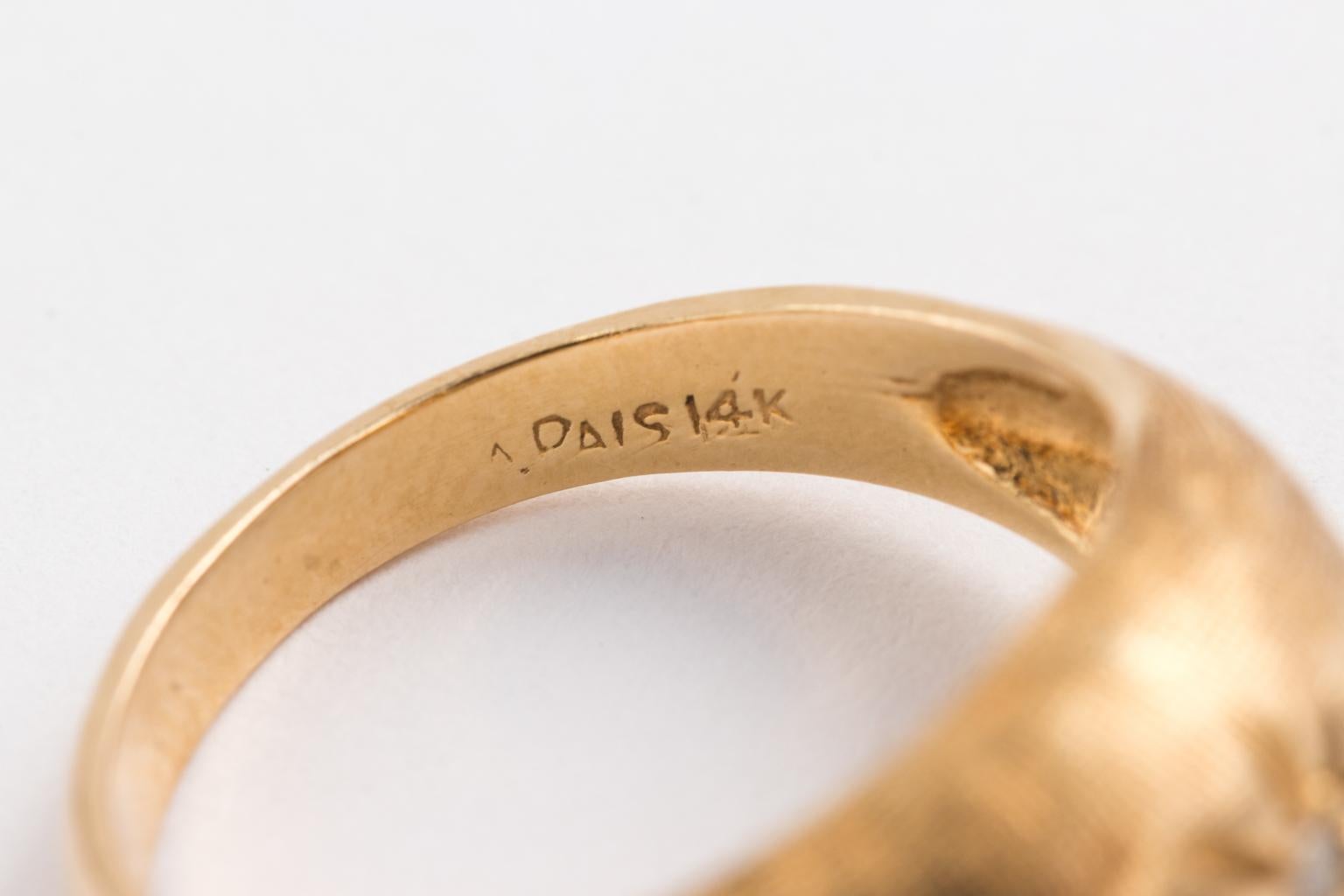 Women's Designer Vintage 14 Karat Yellow Gold Diamond Gypsy Ring