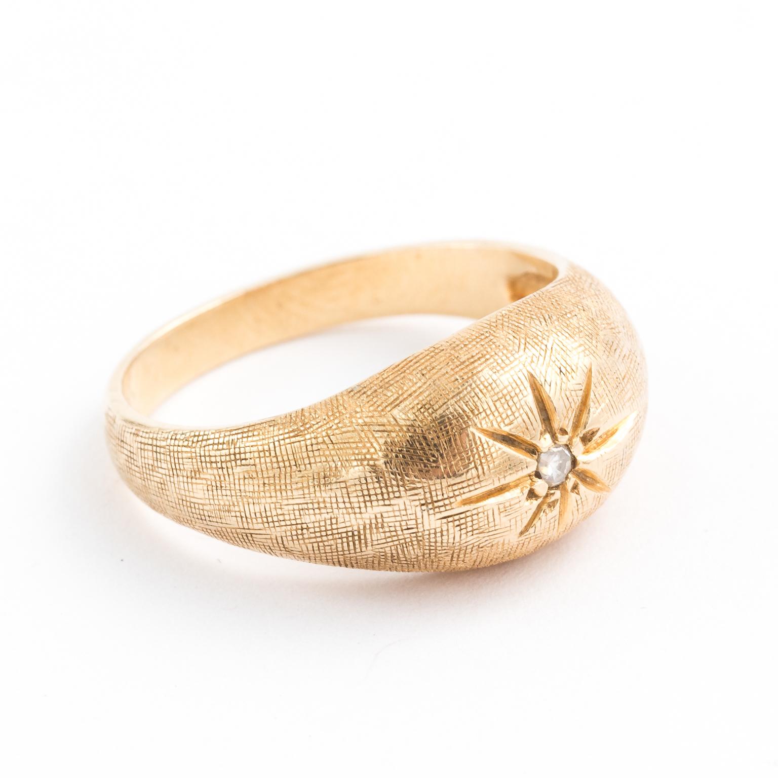 Designer Vintage 14 Karat Yellow Gold Diamond Gypsy Ring 1