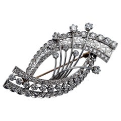 Designer Antique Diamonds Platinum and 18 Karat Gold Brooch