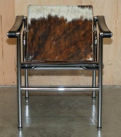 DESIGNER ViNTAGE MID CENTURY MODERN LE CORBUSIER CASSINA LC1 PONY HIDE ARMCHAIR