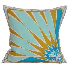 Designer Vintage Pucci Scarf Pillow Irish Linen Backing Green Blue