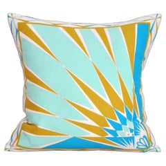 Designer Vintage Pucci Schal Kissen Irisches Leinen Rückseite Grün Blau