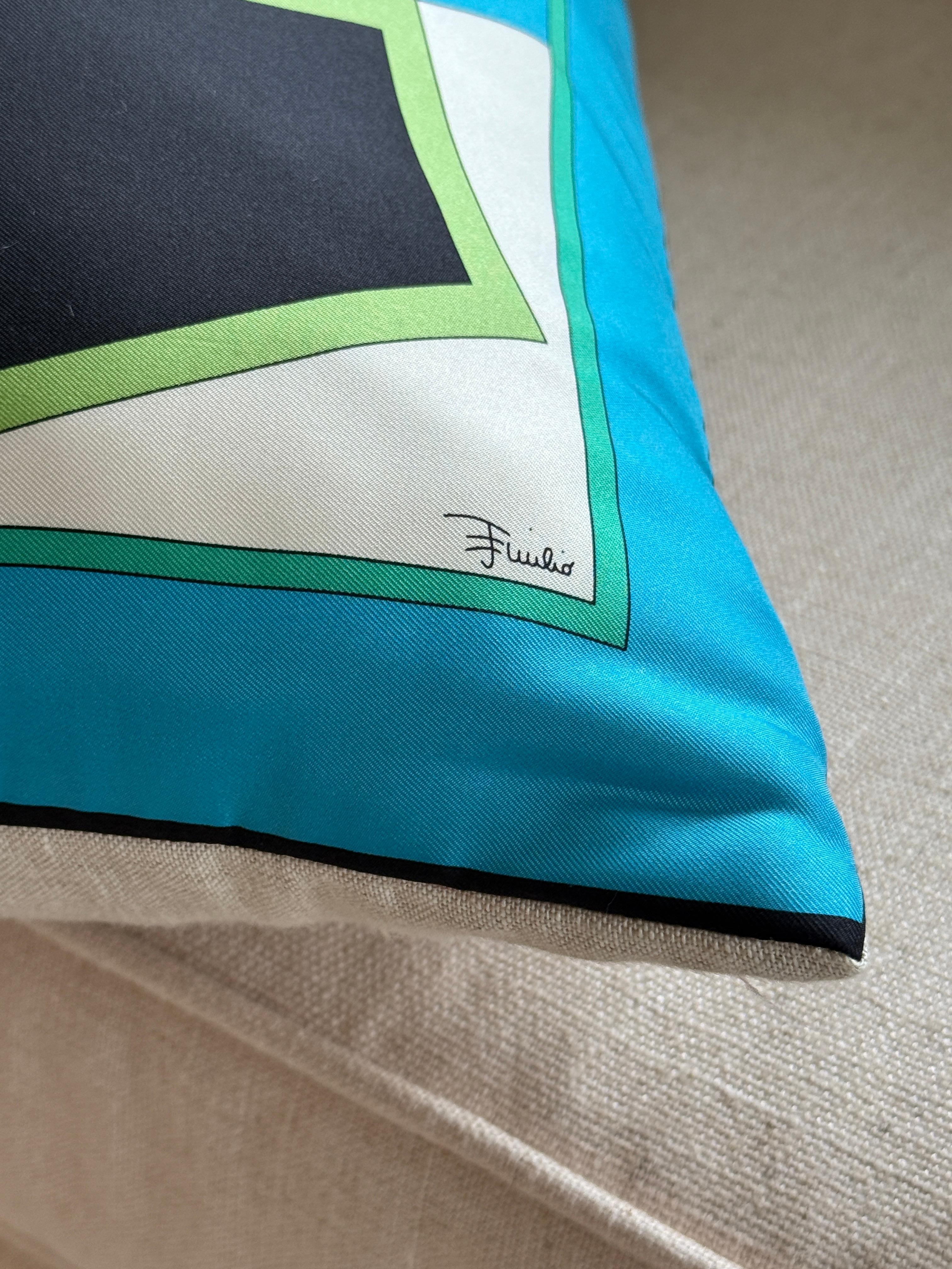 Cotone Designer Vintage Pucci Foulard Cuscino in lino irlandese Greene & Greene in vendita