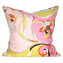 Designer Vintage Pucci Scarf Pillow Irish Linen Backing Pink Black