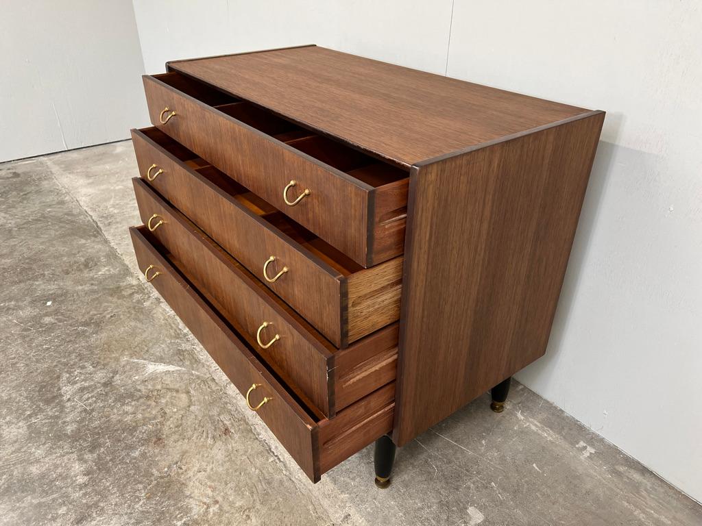 Designer Vintage Retro 1950s Teak Chest of Drawers standing on ebonised legs For Sale 2