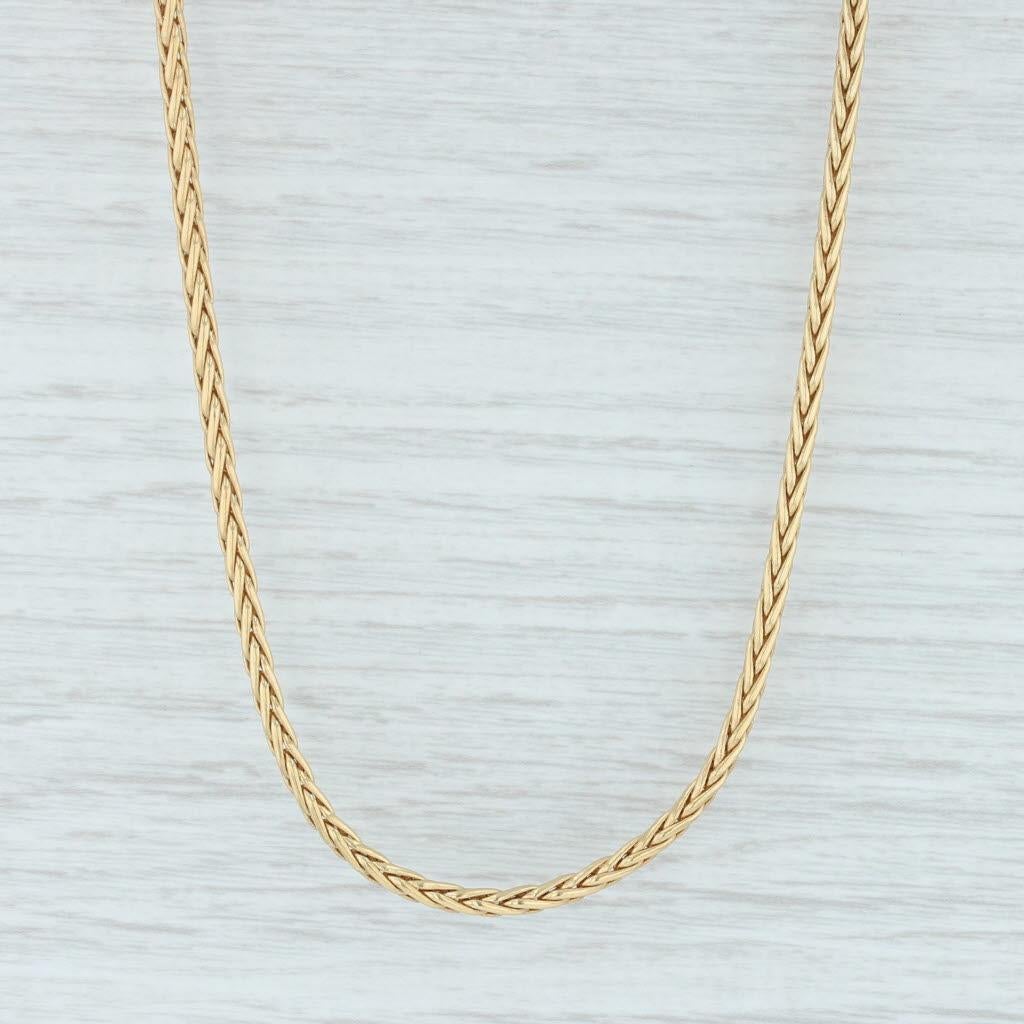 Round Cut Designer Wheat Chain Necklace 18k Yellow Gold 17