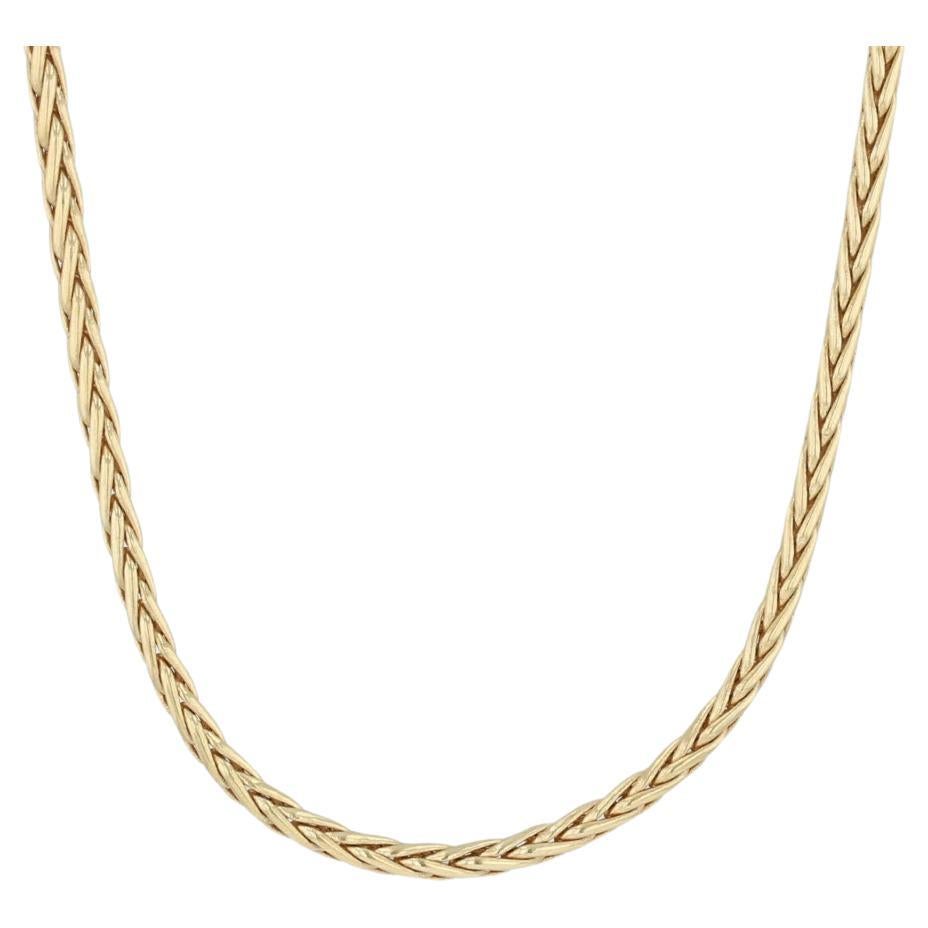 Designer Wheat Chain Necklace 18k Yellow Gold 17" Diamond Hook Clasp Nordstrom For Sale