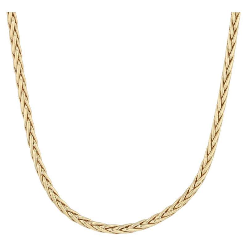 14K Yellow Gold Square Wheat Chain Necklace - 1.5mm Wide, 16" To 24" Lengths