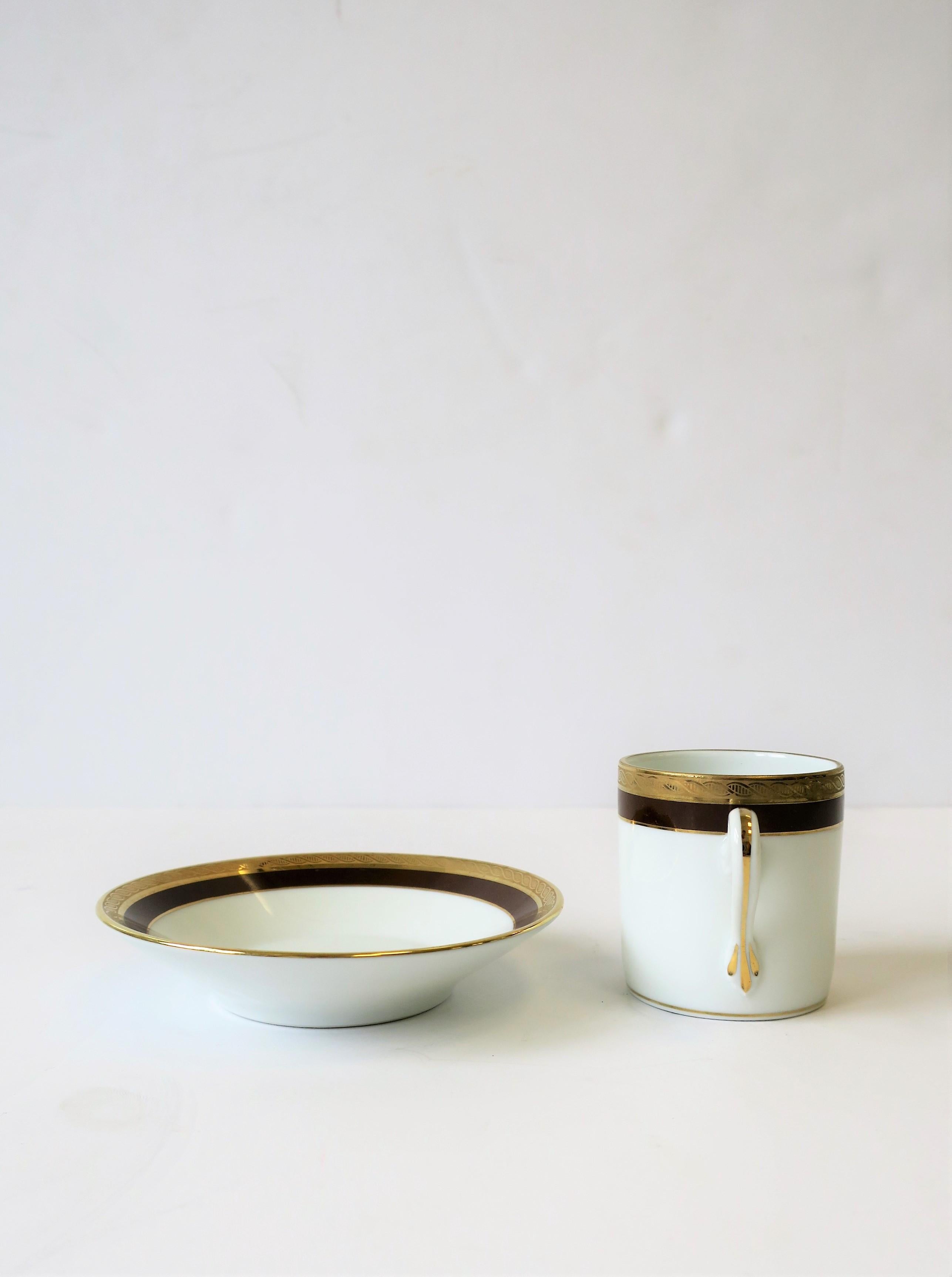 20th Century Designer White and Gold Italian Espresso Cup and Saucer by Richard Ginori