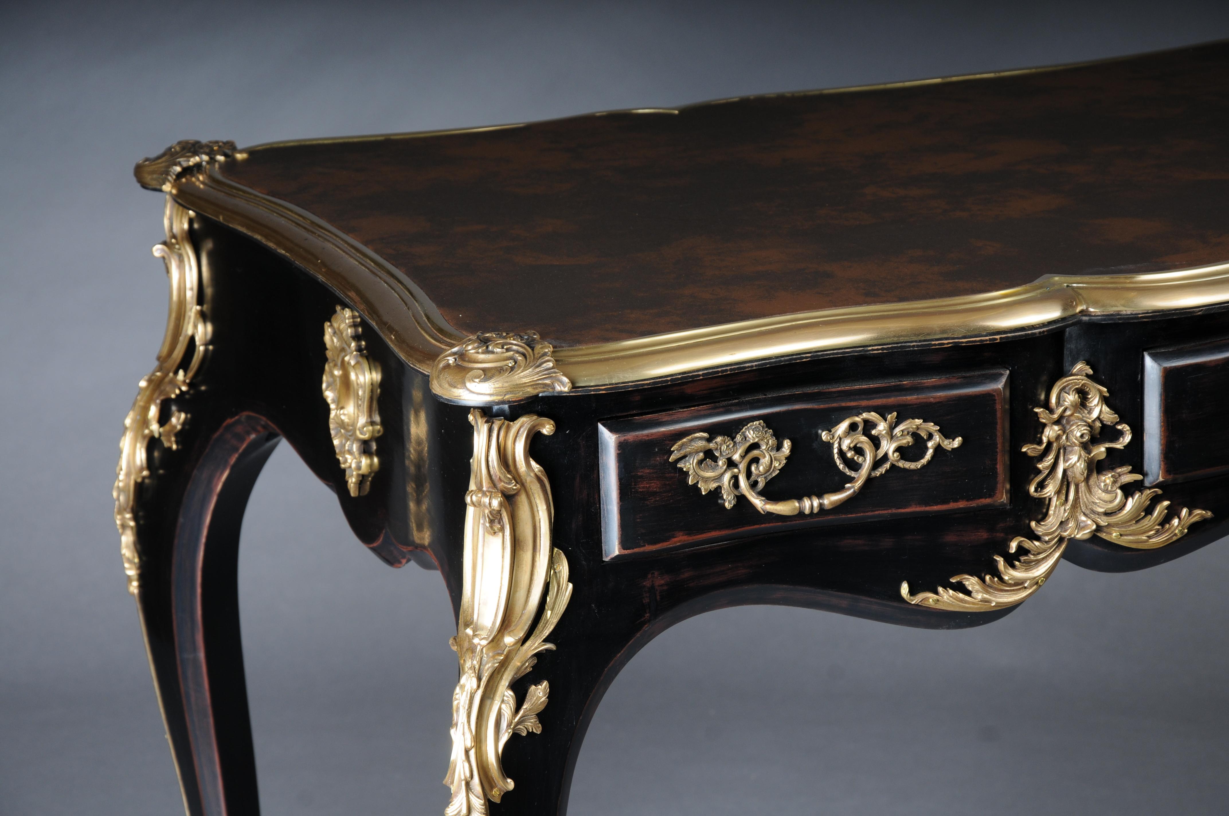 Scrivania di design / Bureau Plat in stile Luigi XV, nero pianoforte e oro in vendita 7