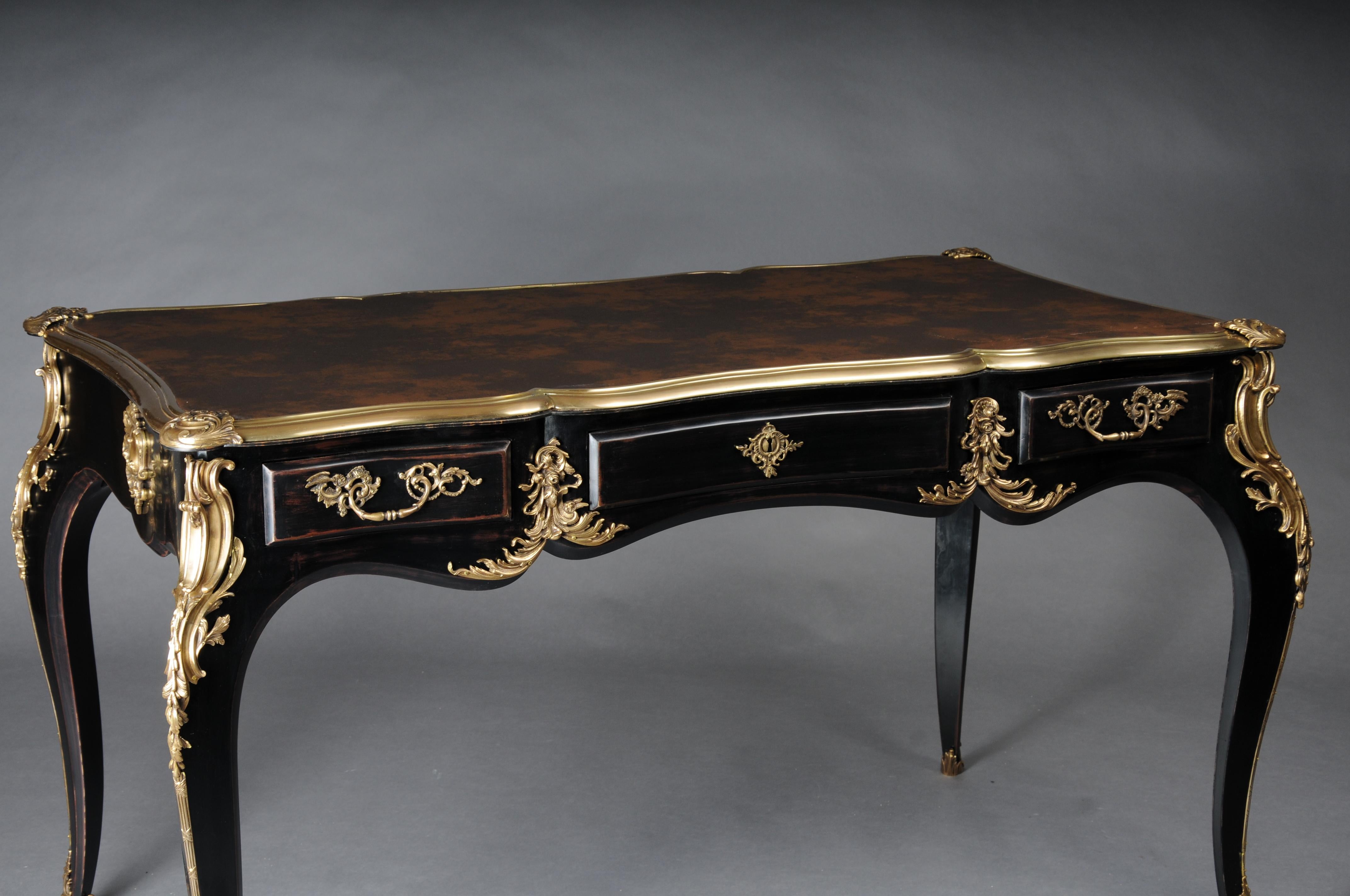 Scrivania di design / Bureau Plat in stile Luigi XV, nero pianoforte e oro in vendita 8