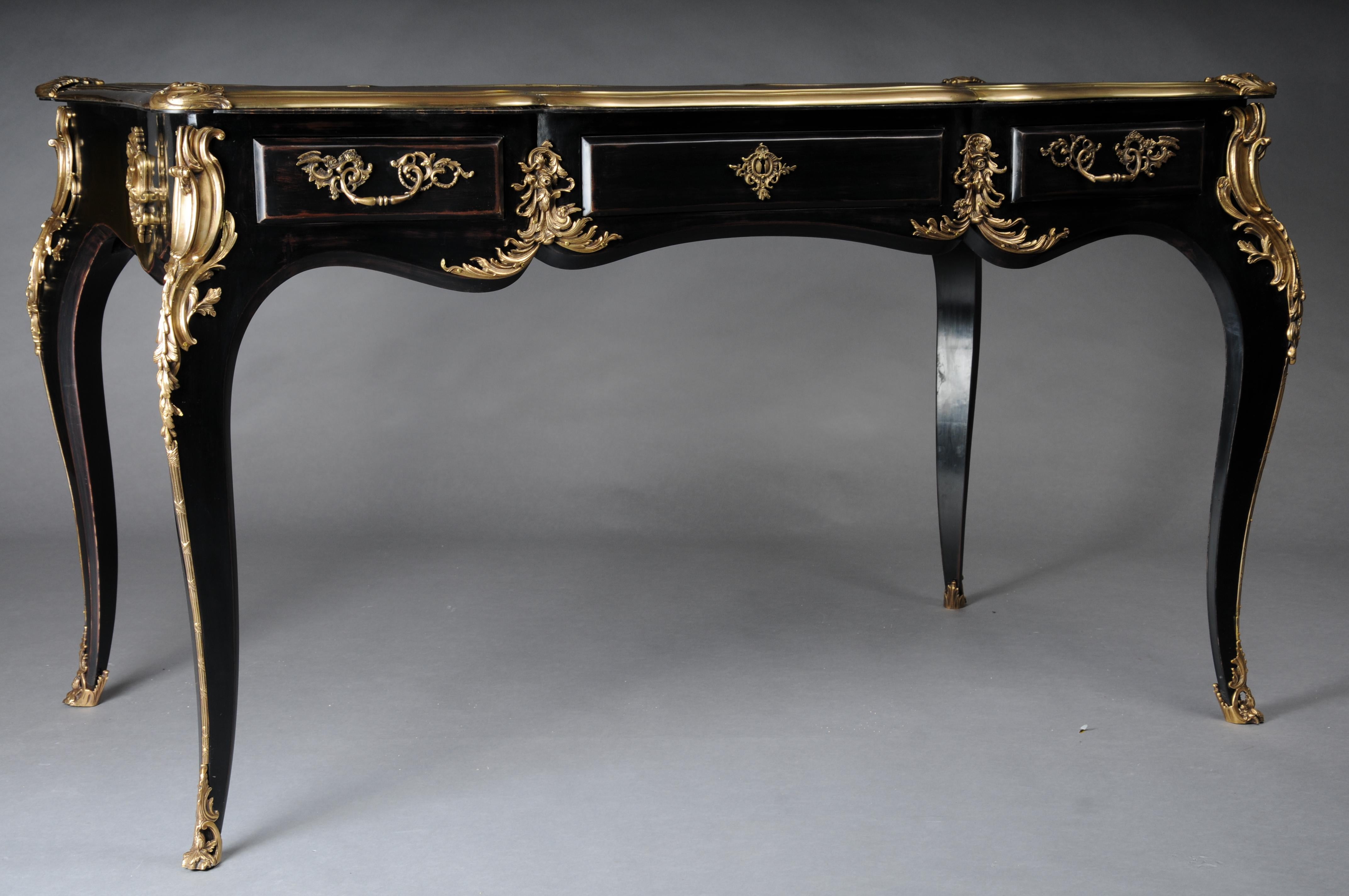Scrivania di design / Bureau Plat in stile Luigi XV, nero pianoforte e oro in vendita 9