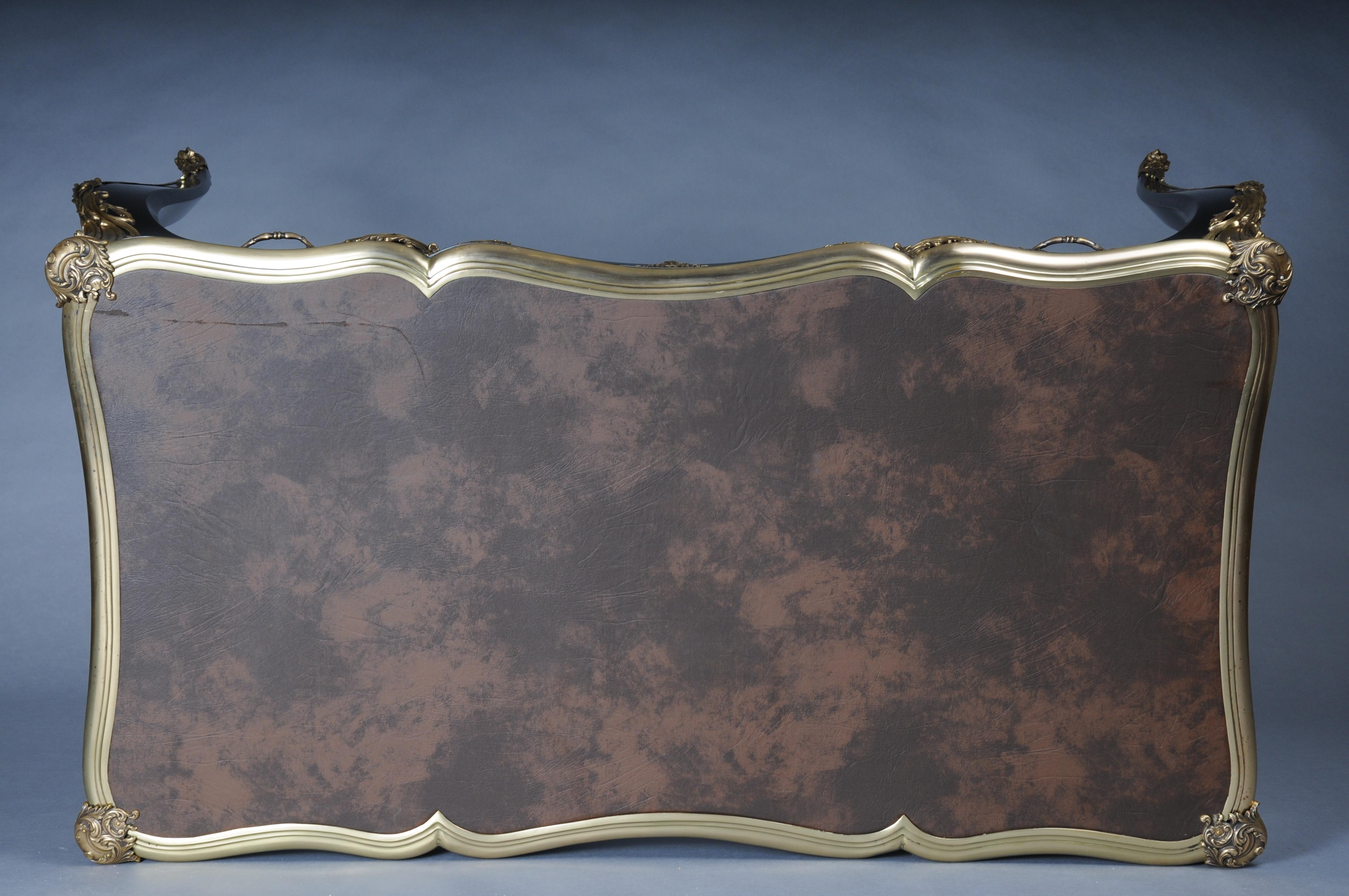 Scrivania di design / Bureau Plat in stile Luigi XV, nero pianoforte e oro in vendita 10