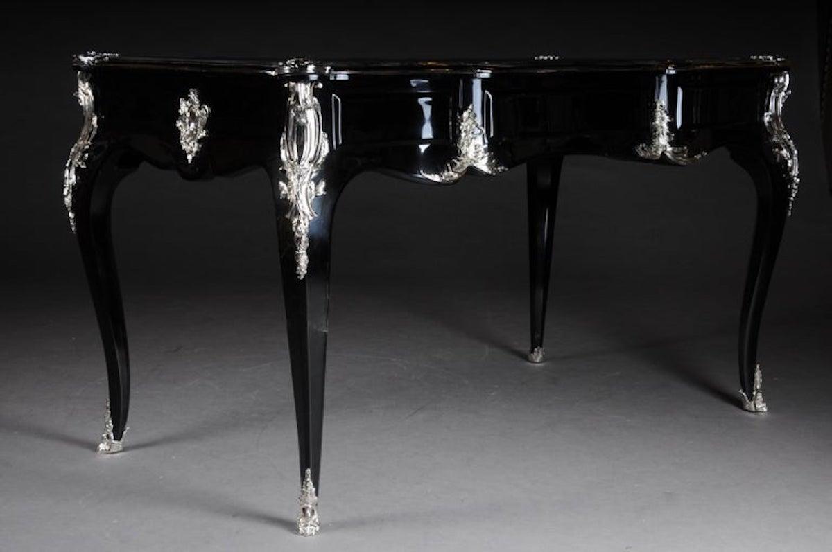 Designer-Schreibtisch / Bureau-Teller im Louis-XV-Stil, Klavier schwarz im Angebot 5