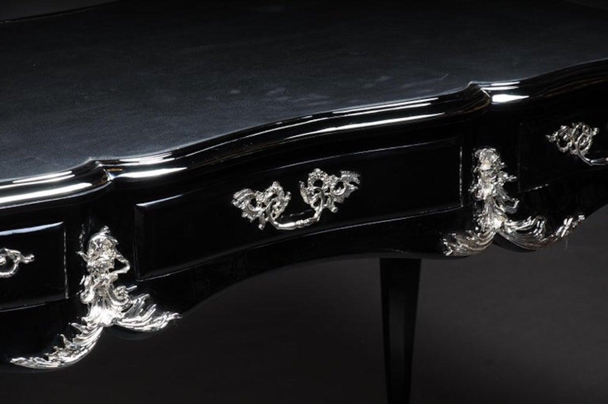Designer-Schreibtisch / Bureau-Teller im Louis-XV-Stil, Klavier schwarz (20. Jahrhundert) im Angebot
