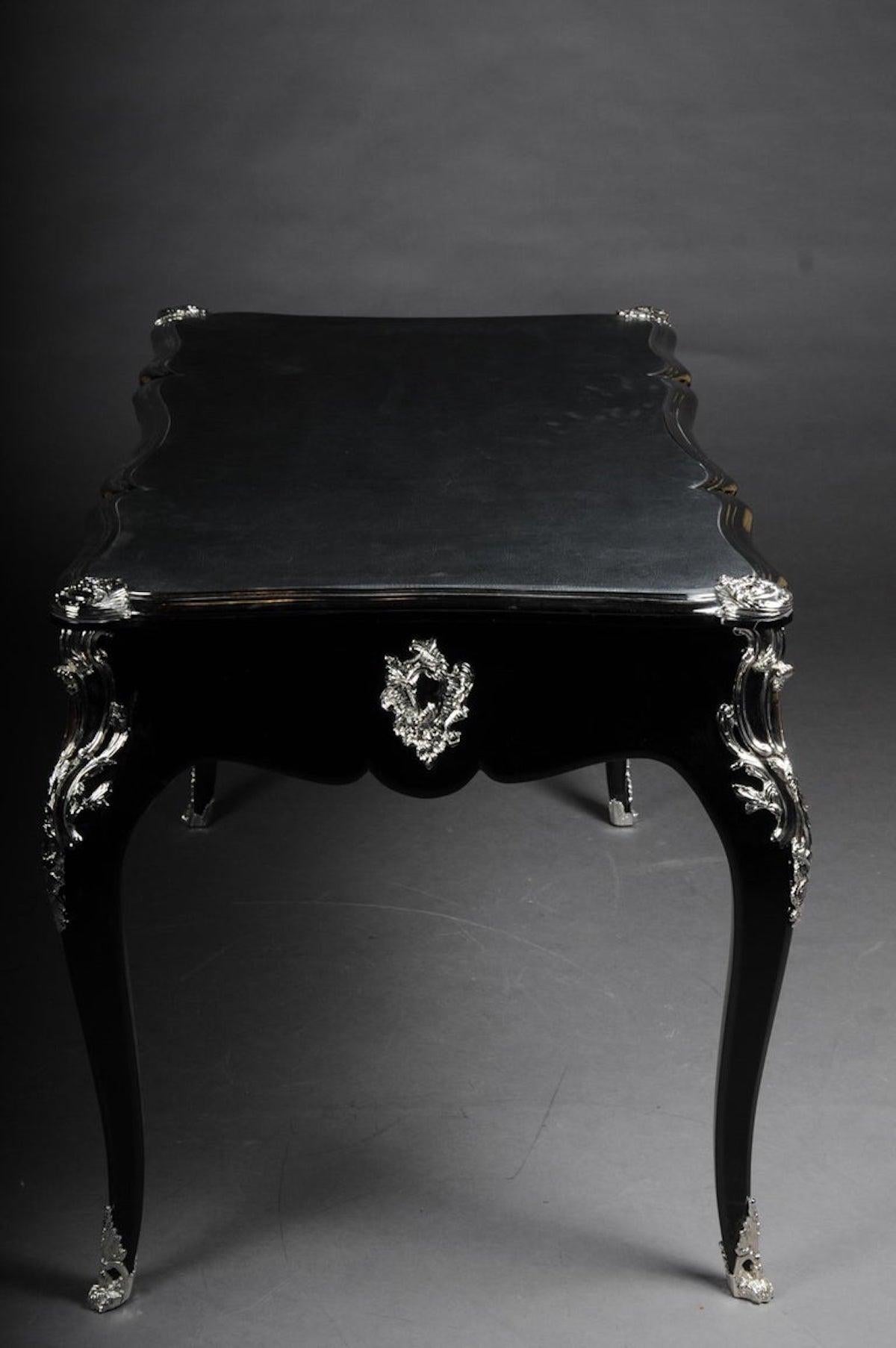 Designer-Schreibtisch / Bureau-Teller im Louis-XV-Stil, Klavier schwarz im Angebot 3