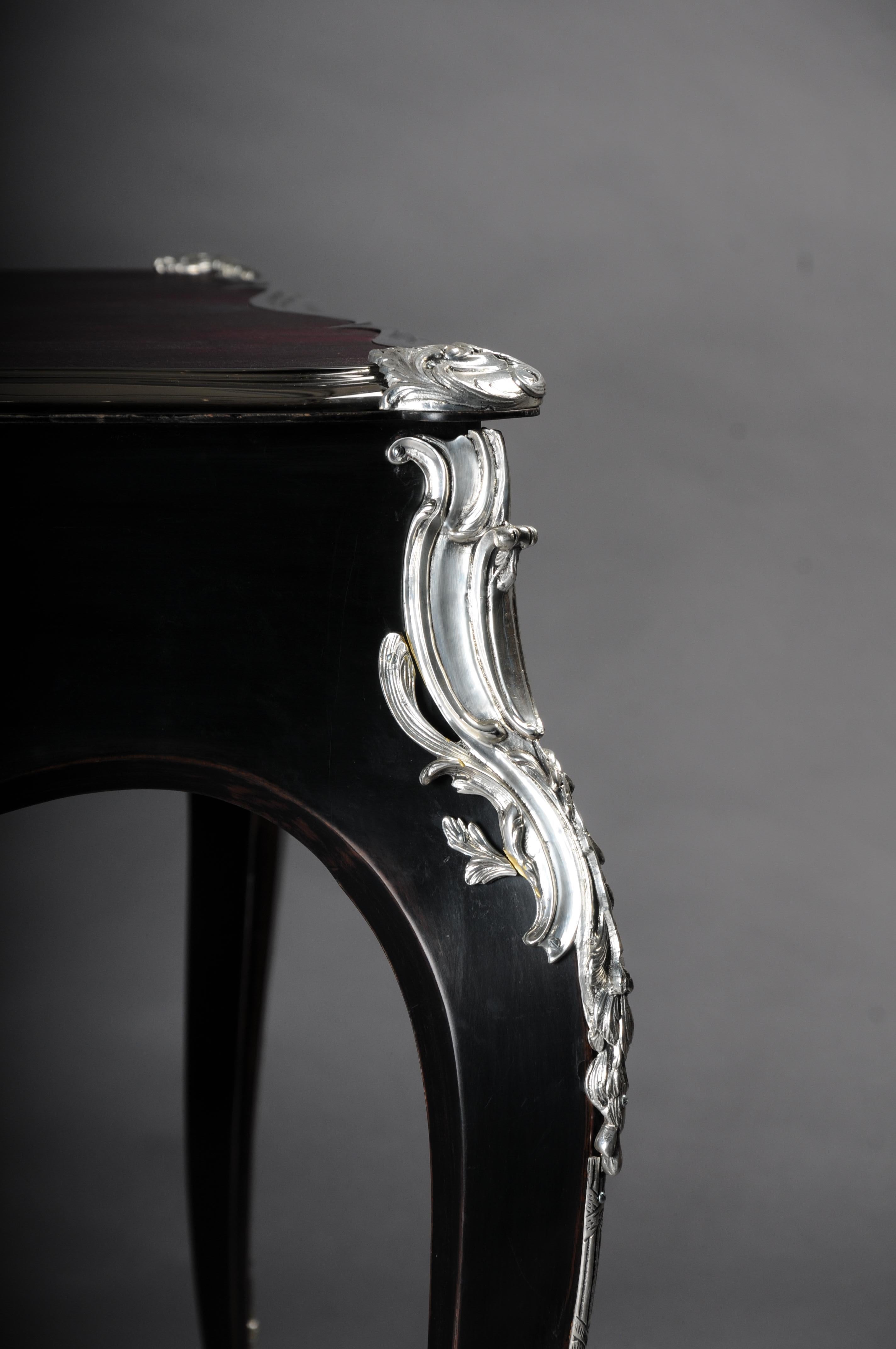 Scrivania di design / bureau plat in stile Luigi XV Piano Black con argento in vendita 9