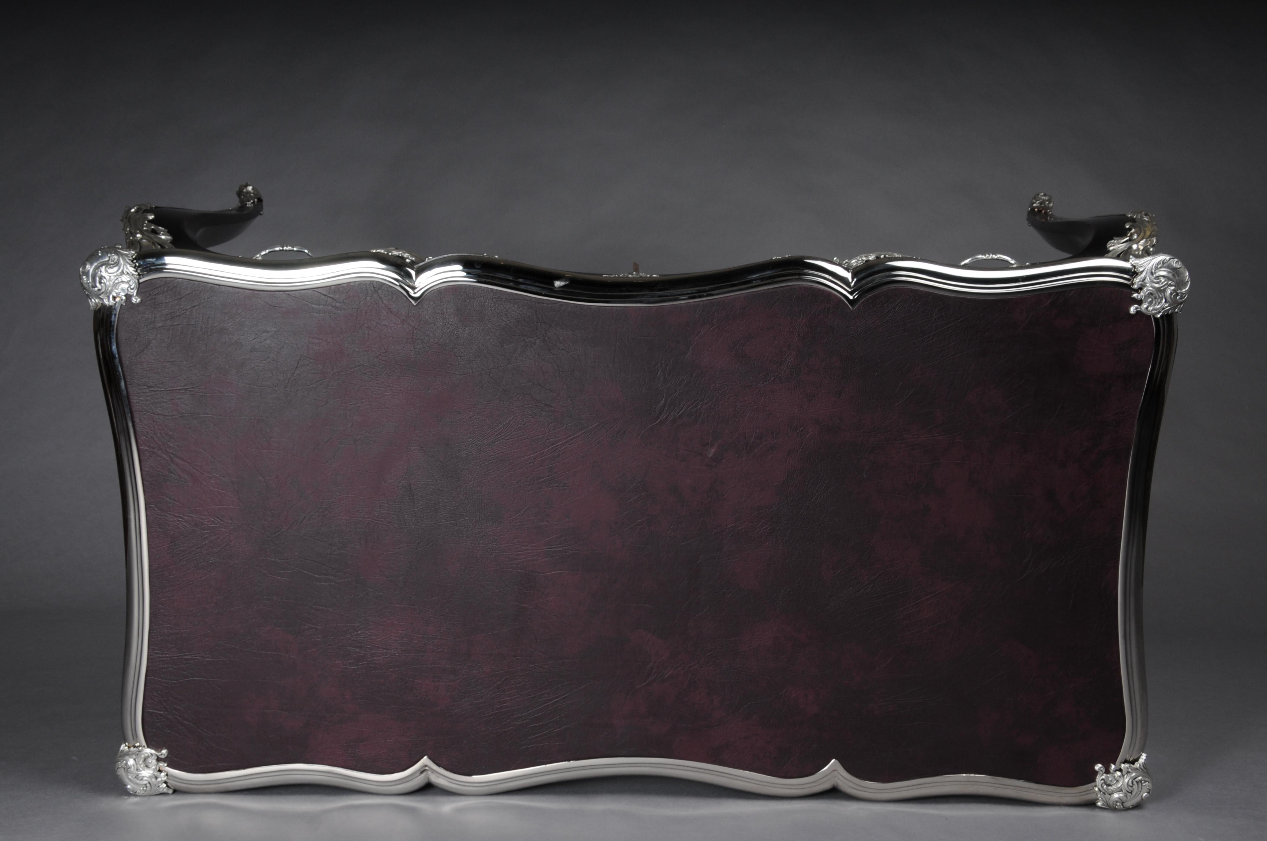 Scrivania di design / bureau plat in stile Luigi XV Piano Black con argento in vendita 12
