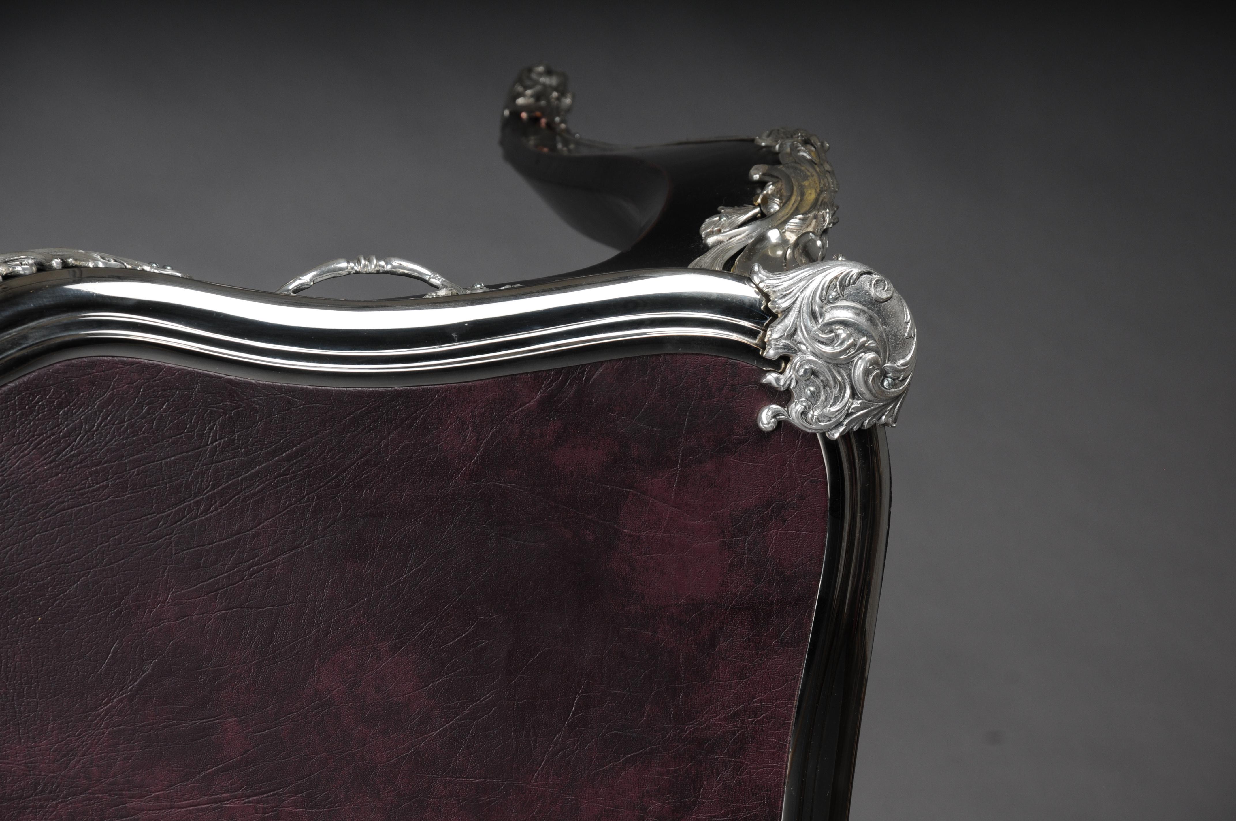 Scrivania di design / bureau plat in stile Luigi XV Piano Black con argento in vendita 13
