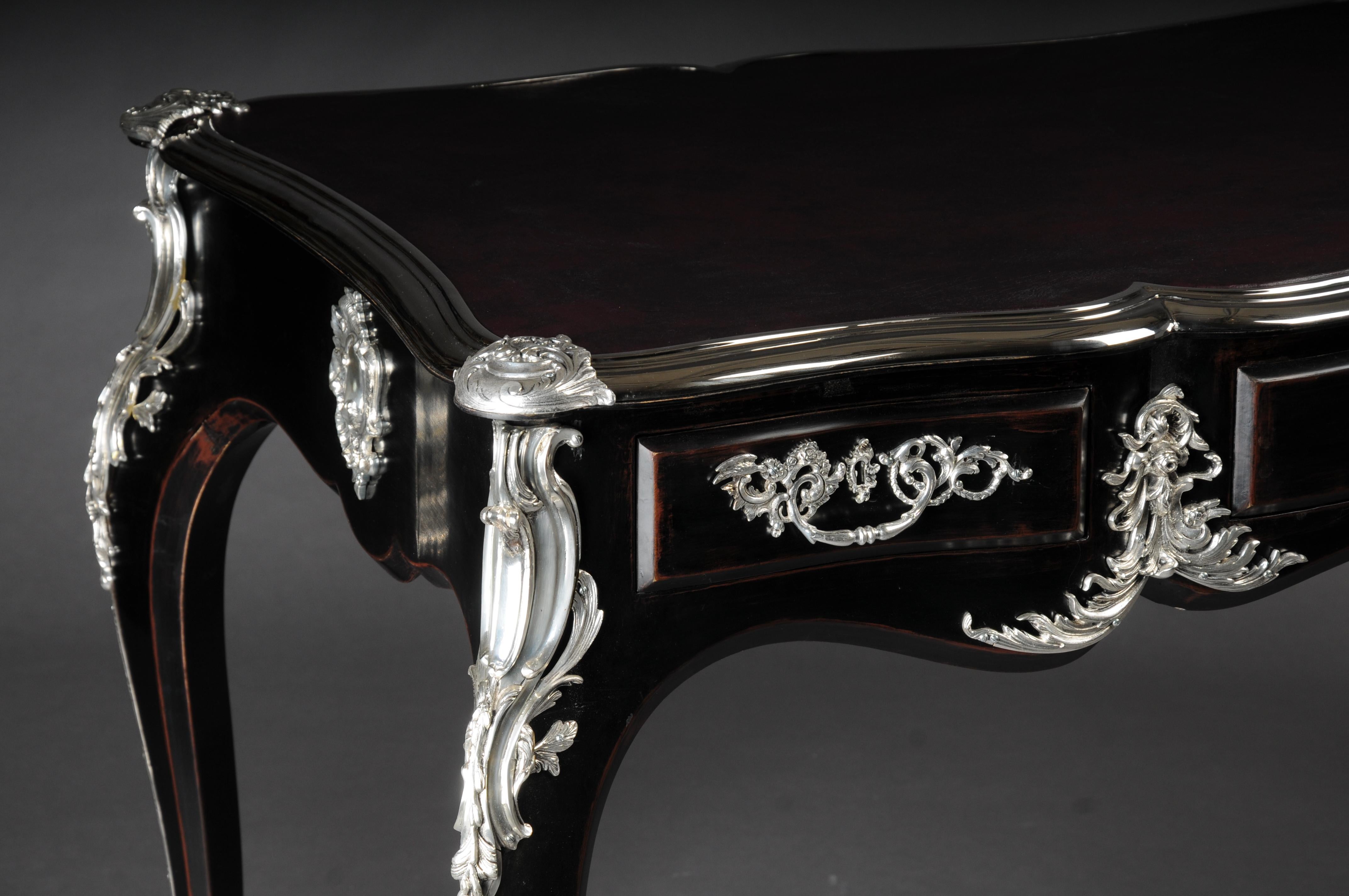 Scrivania di design / bureau plat in stile Luigi XV Piano Black con argento In condizioni buone in vendita a Berlin, DE