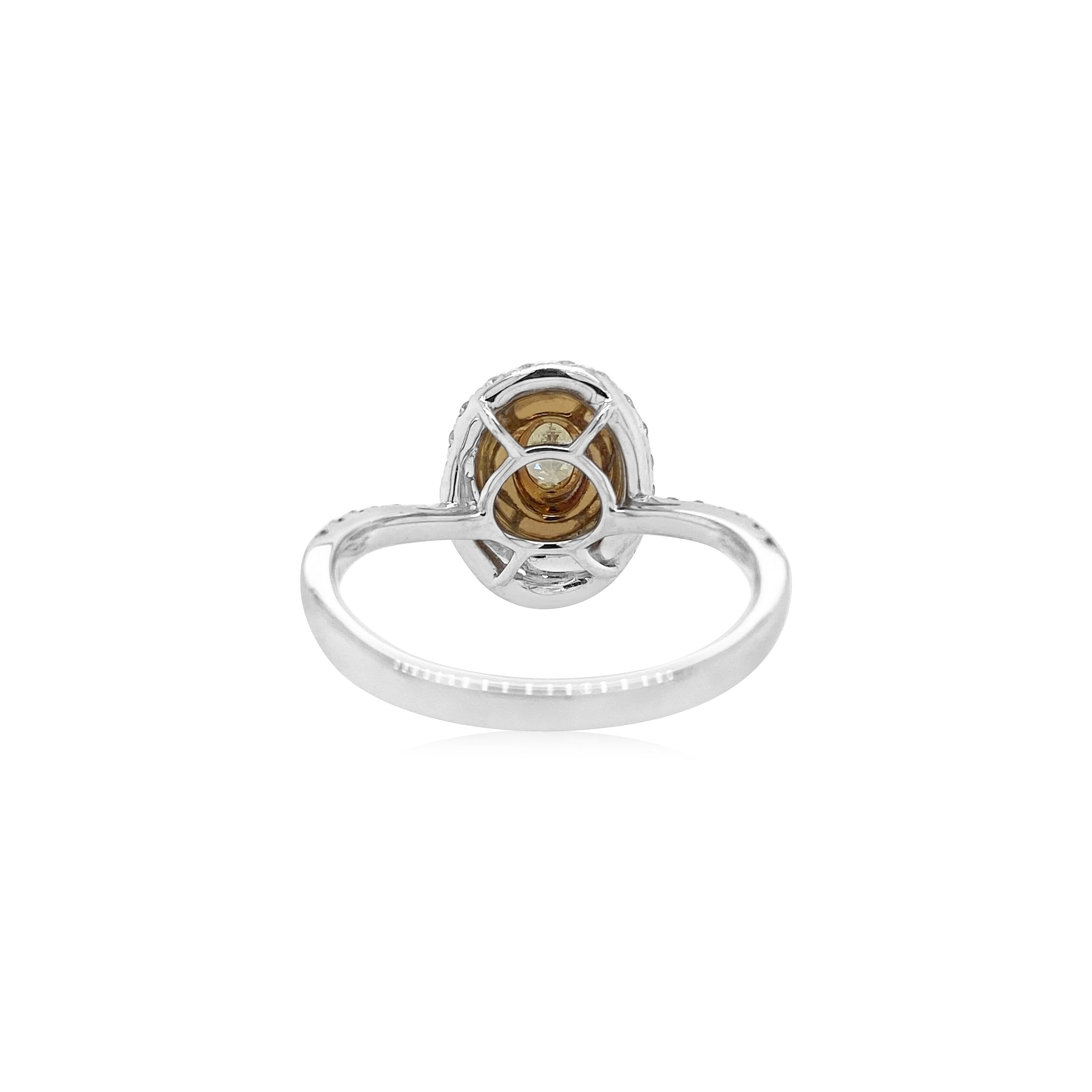 Designer-Verlobungsring in ovaler Form mit gelbem Diamant und weißem Diamant (Zeitgenössisch) im Angebot
