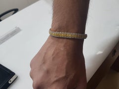 Designer Yellow White Cushion Diamonds 18 Karat Gold Tennis Bracelet for Her